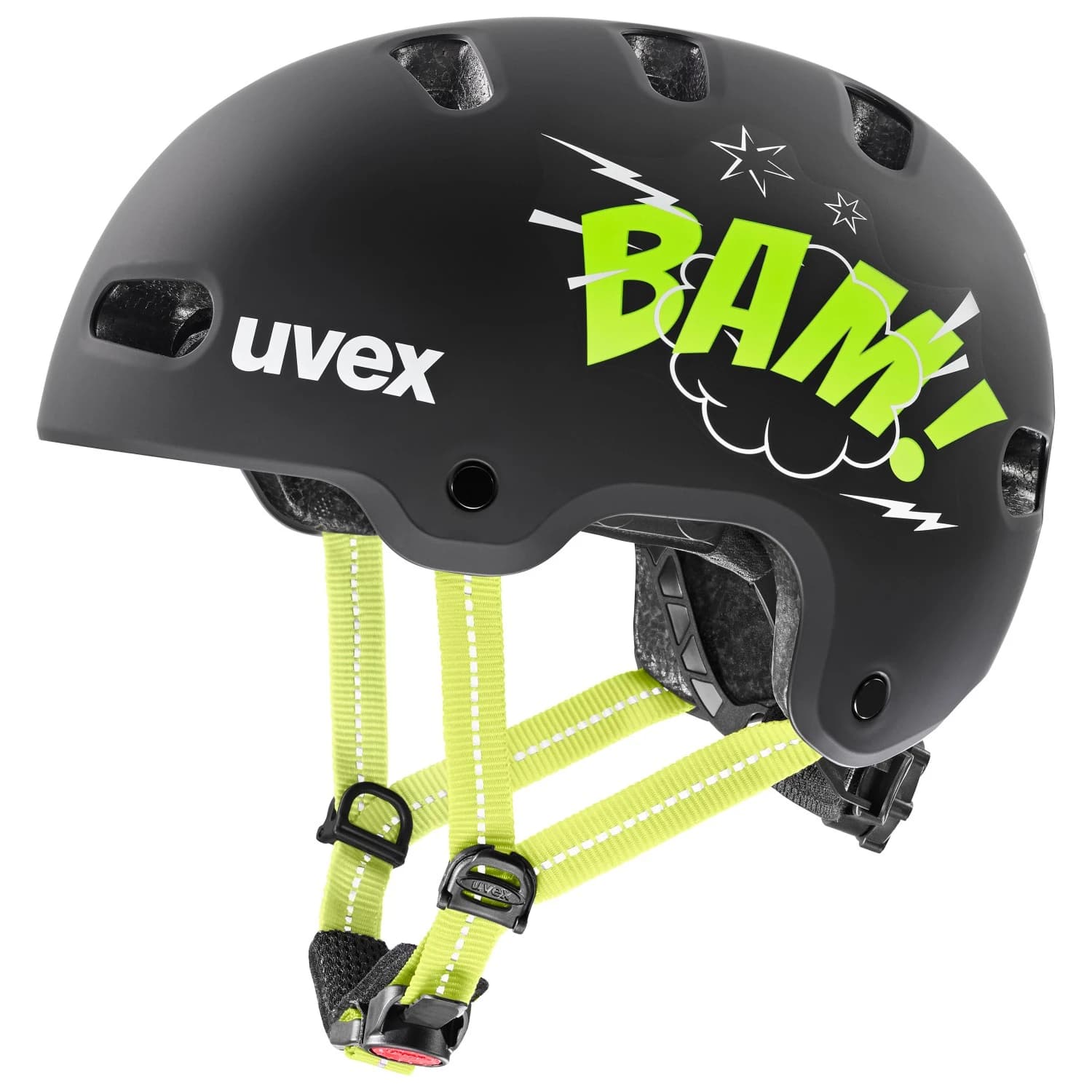 Детска каска за планинско колоездене Uvex Kid 4 Style Bike helmet - Bam Black / Lime Matt