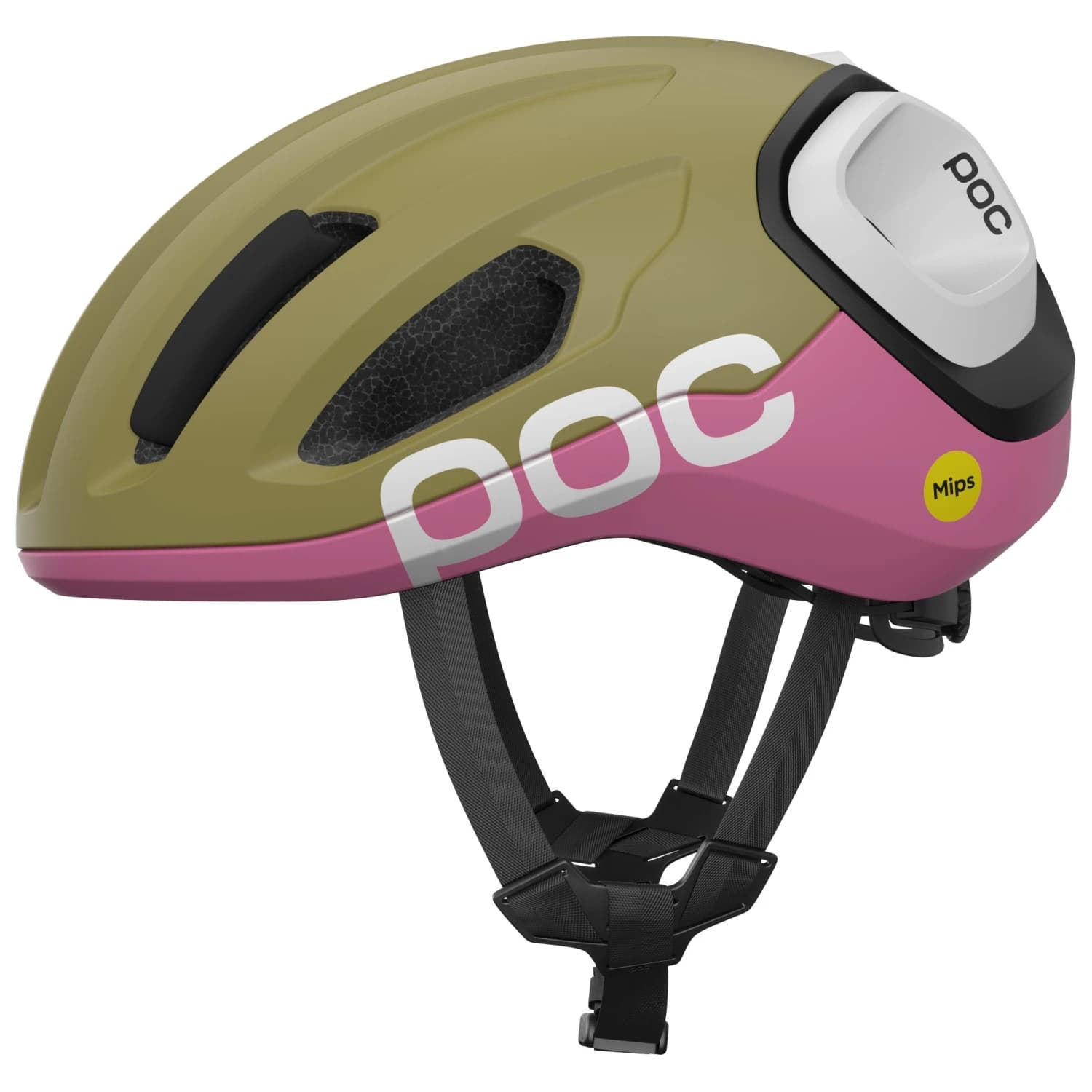 Каска за шосейно колоездене POC Amidal Bike helmet - Olivine Green Matt / Thulite Pink Matt