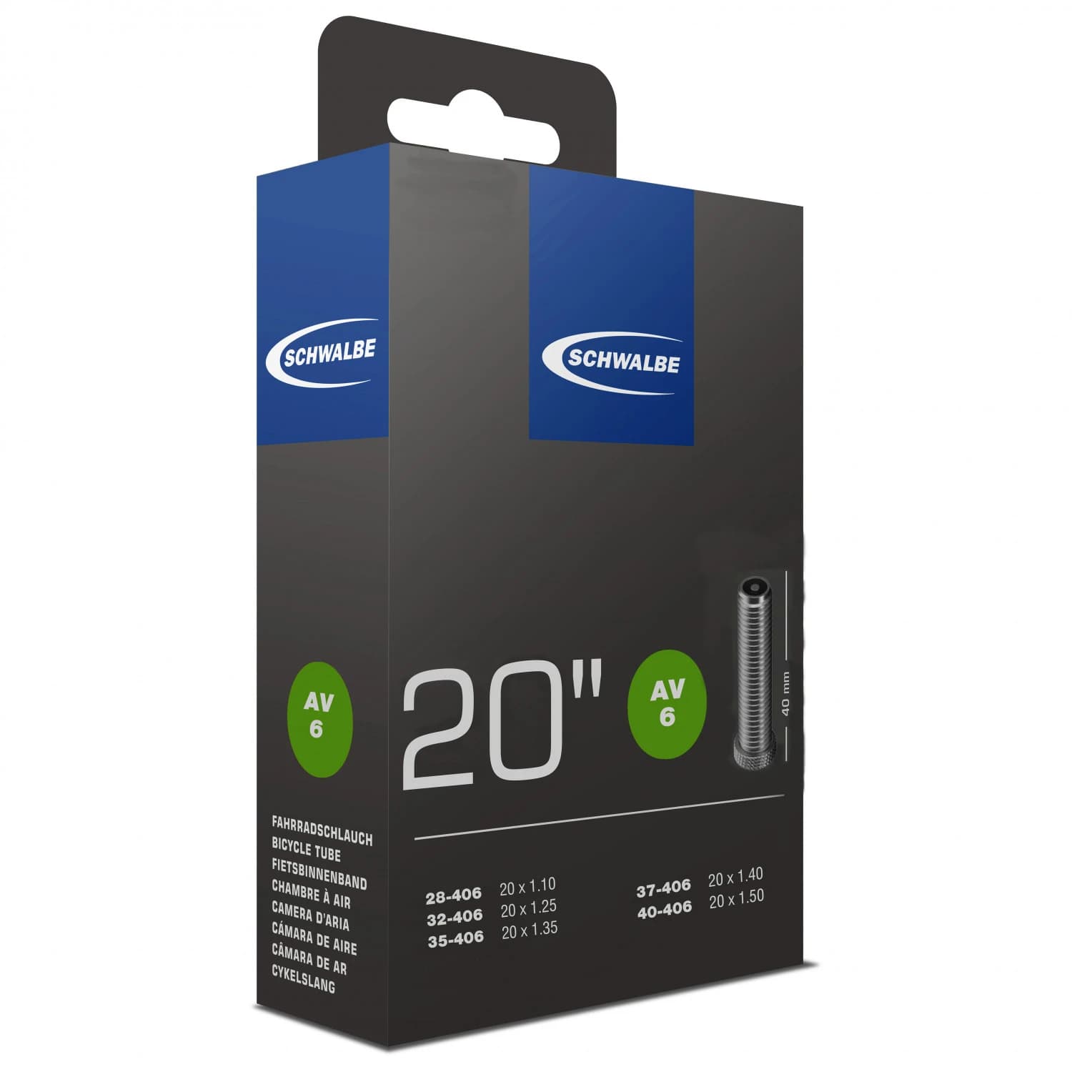 Вътрешна гума Schwalbe 20'' Inner Tube No. 6 28/40-406 Inner tube - Black