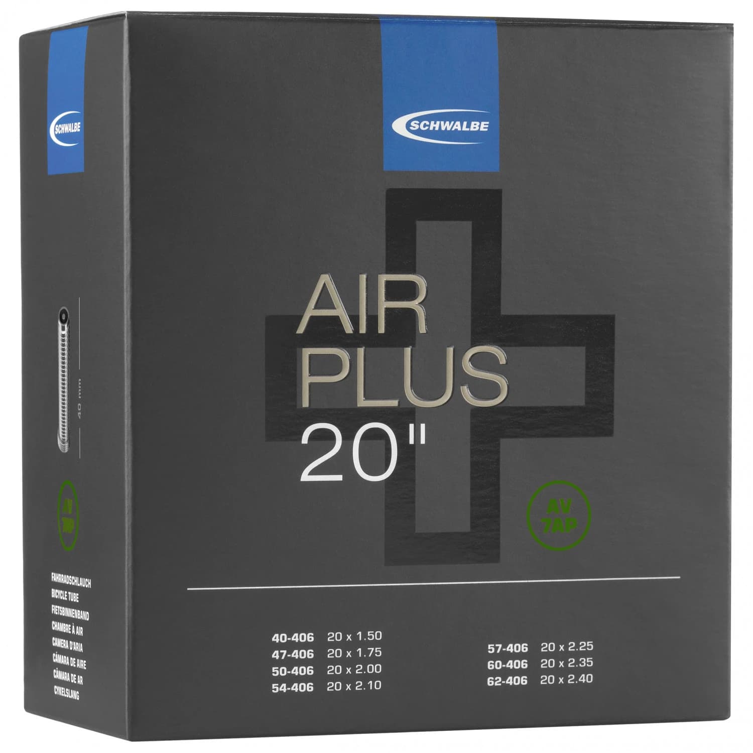 Вътрешна гума Schwalbe 20'' Inner Tube No. 7 AP Air Plus 40/62-406 Inner tube - Black