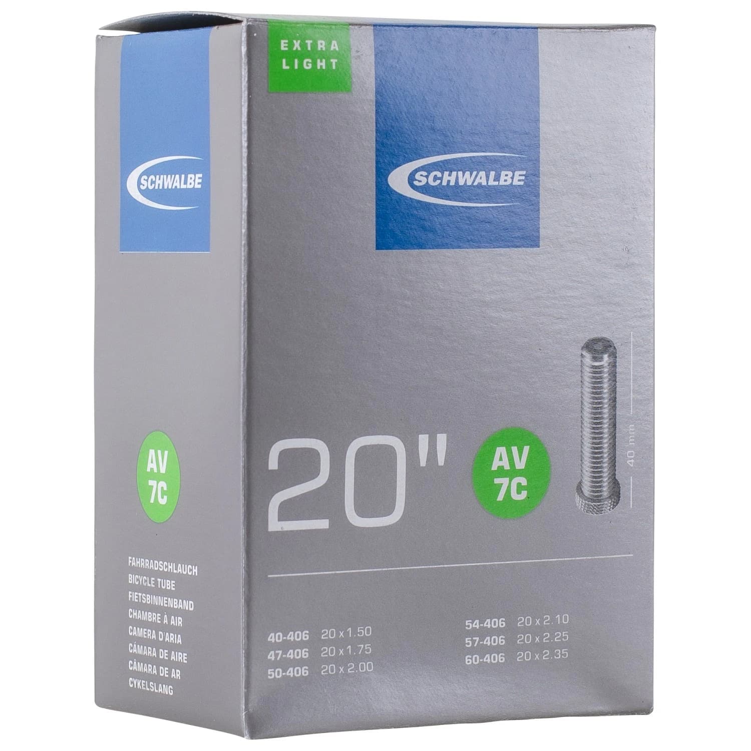 Вътрешна гума Schwalbe AV7C Extra Light 20'' (40/60-406) Inner tube - Black