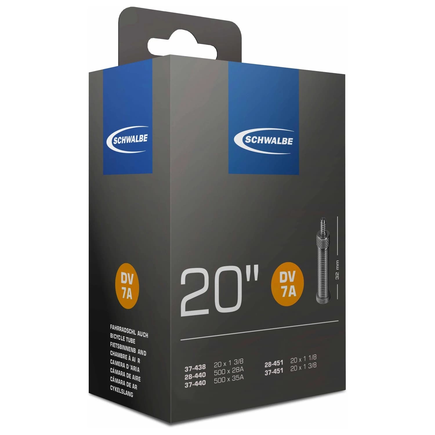 Вътрешна гума Schwalbe 20'' (28/37-438/451) DV7A 32mm Inner tube - Black