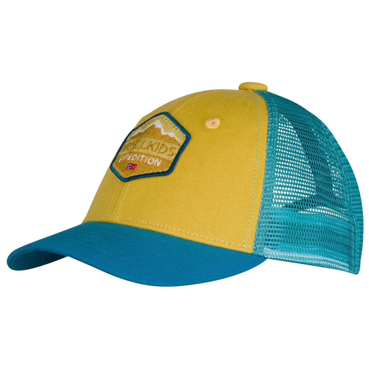 Детска шапка с козирка Trollkids Kid's Femund Cap - Ginger / Dusky Turquoise / Atlantic Blue