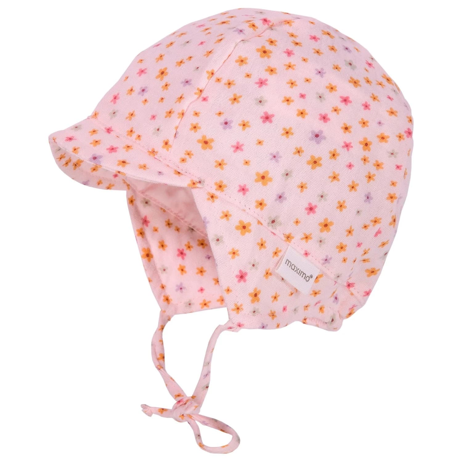 Шапка с козирка maximo Baby's Schildmütze m. Ohrenschutz Cap - Muschelrosa / Blümchen