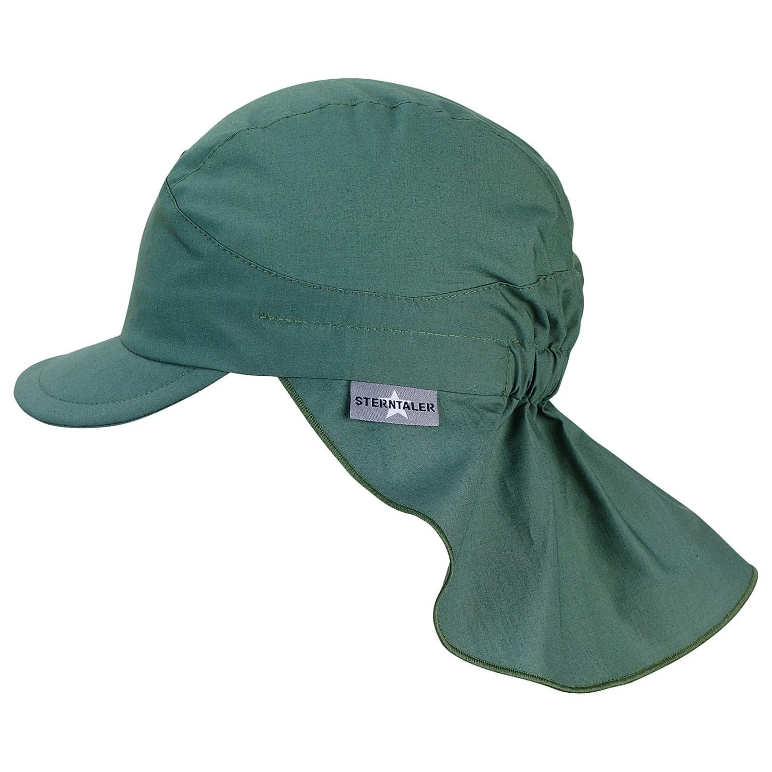 Детска шапка с козирка Sterntaler Kid's Peaked Cap with Neck Protection Uni Cap - Matte Green