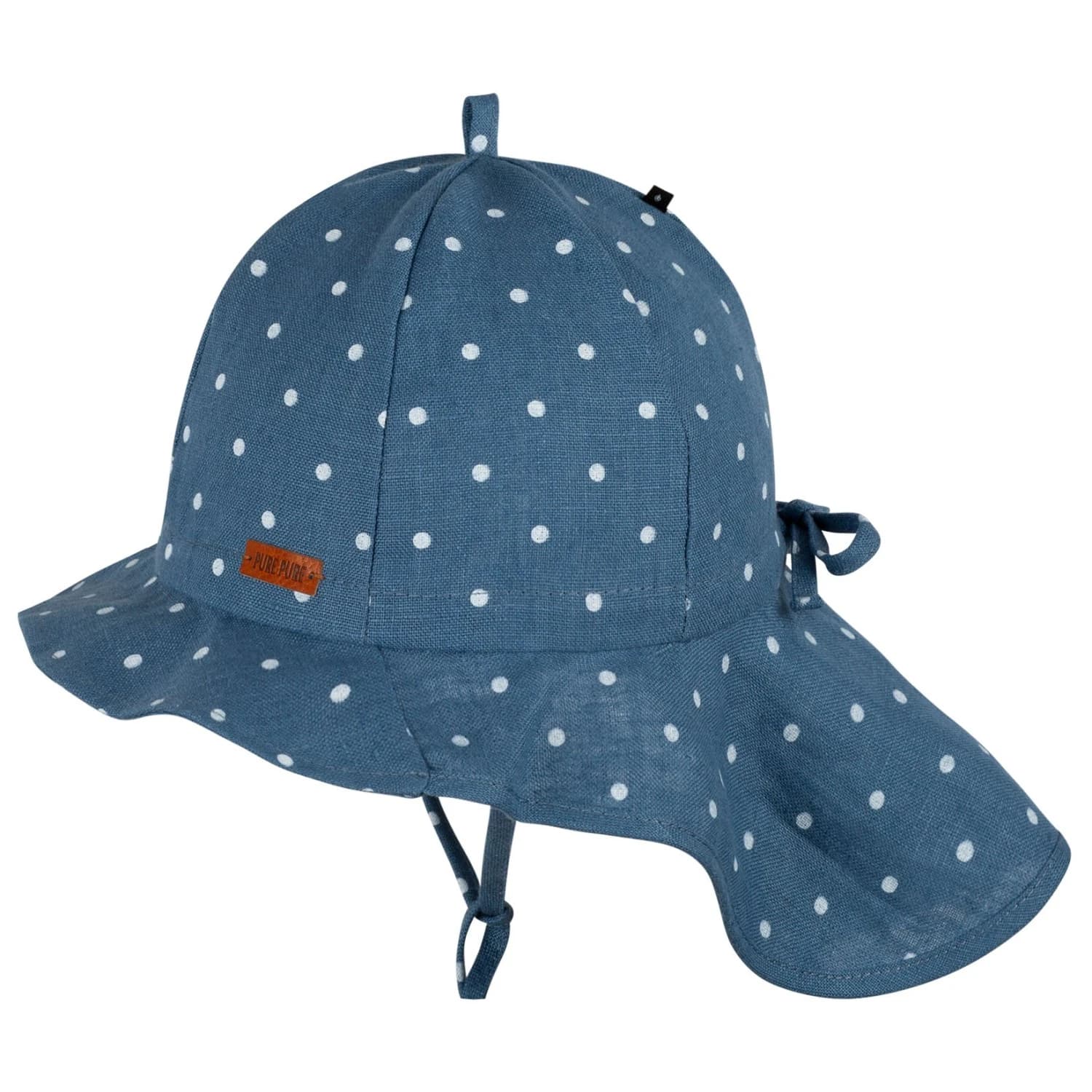 Детска шапка с козирка Pure pure Kid's Nackenschutz Leinen Cap - Steel Blue / White