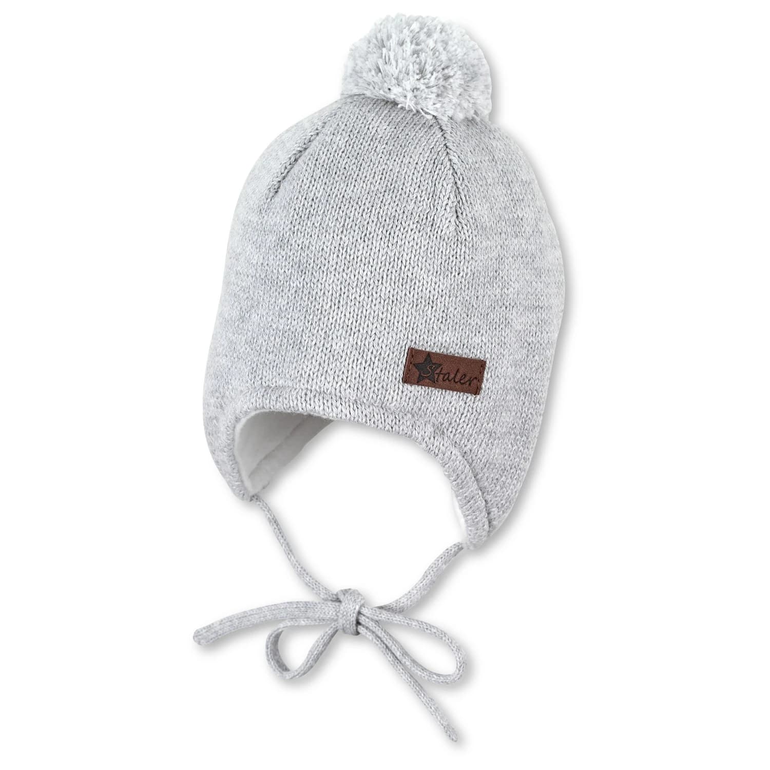 Детска зимна шапка (beanie) Sterntaler Kid's OCS Knitted Beanie Pompom Beanie - Silber Melange