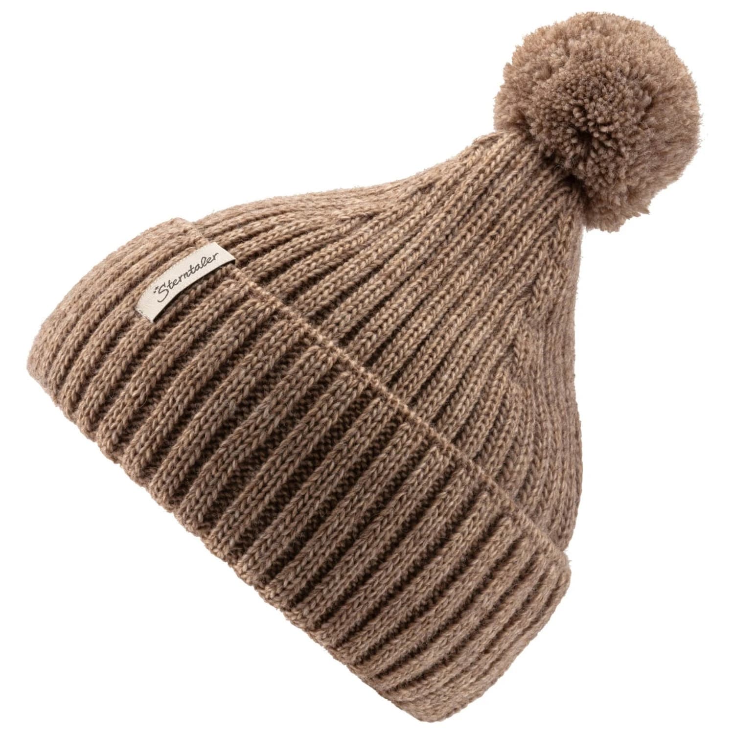 Детска зимна шапка (beanie) Sterntaler Kid's Knitted Beanie Melange Bobble Beanie - Beige