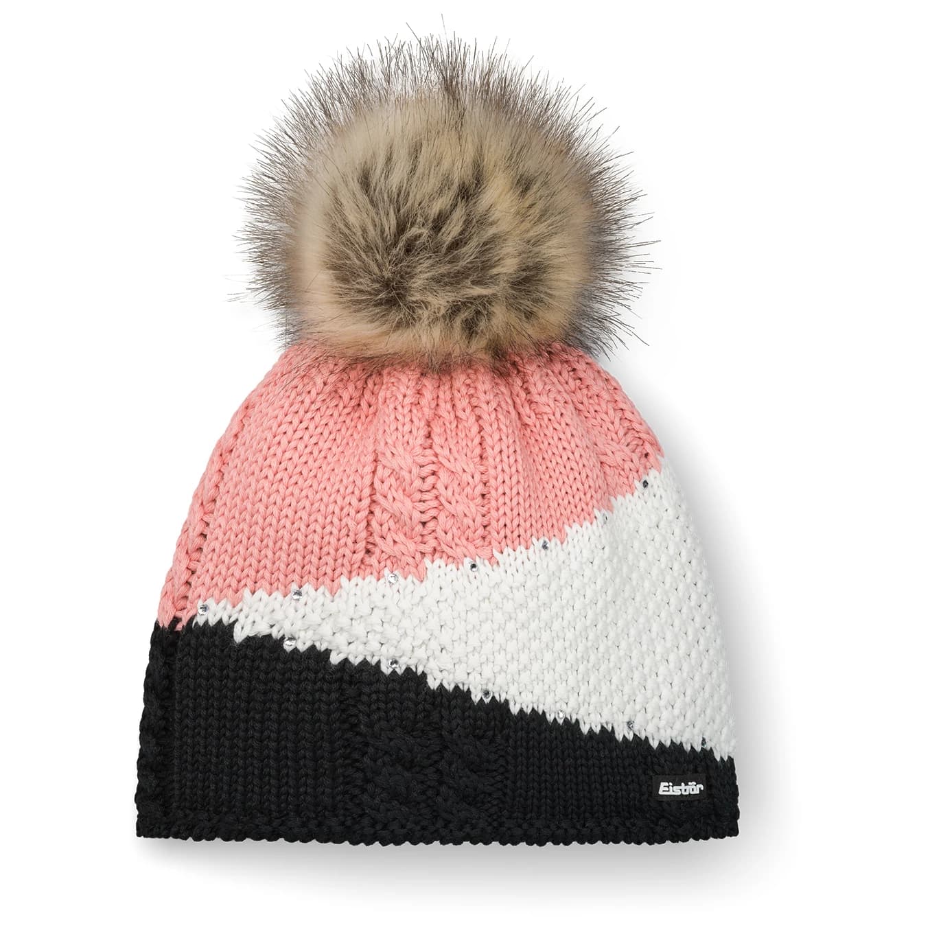 Зимна шапка (beanie) Eisbär Women's Eden Lux Crystal Beanie - Schwarz / White / Pink Clay / Grau