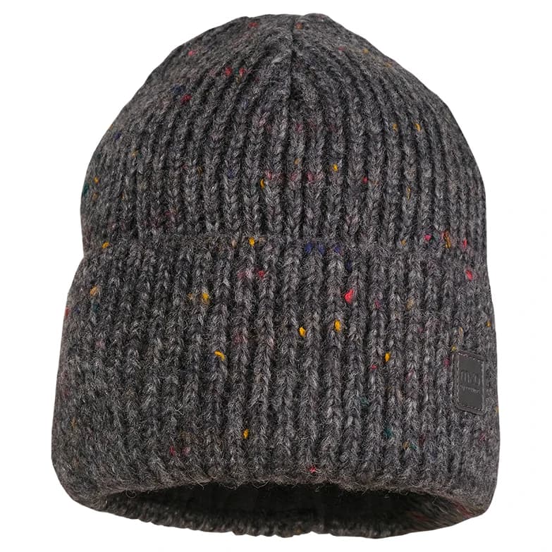 Зимна шапка (beanie) maximo Girl's Beanie with Effect Yarn Jersey Lining and Turn-up Beanie - Carbon Melange