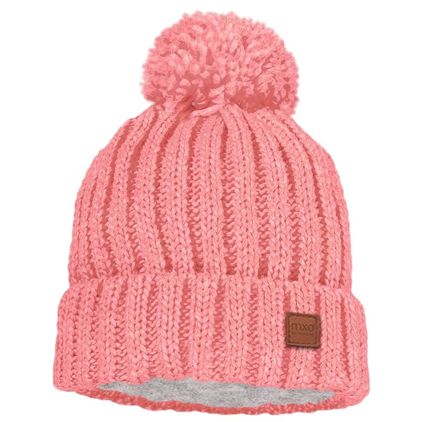 Детска зимна шапка (beanie) Maximo Kid's Mütze Rippe mit Pompon und Fleecefutter Beanie - Ash Rose