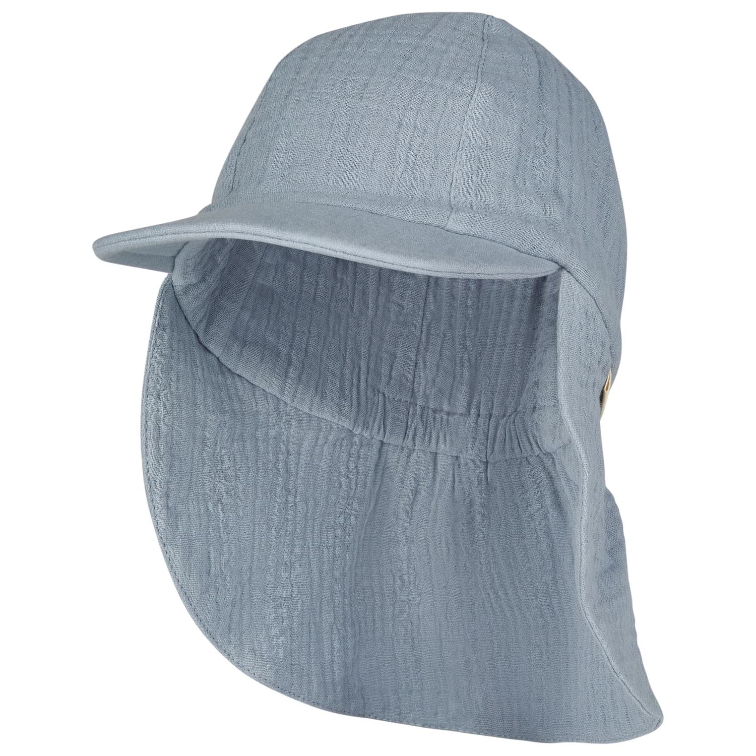 Детска шапка с козирка Sterntaler Kids' Peaked Cap with Neck Flap Muslin Cap - Graublau