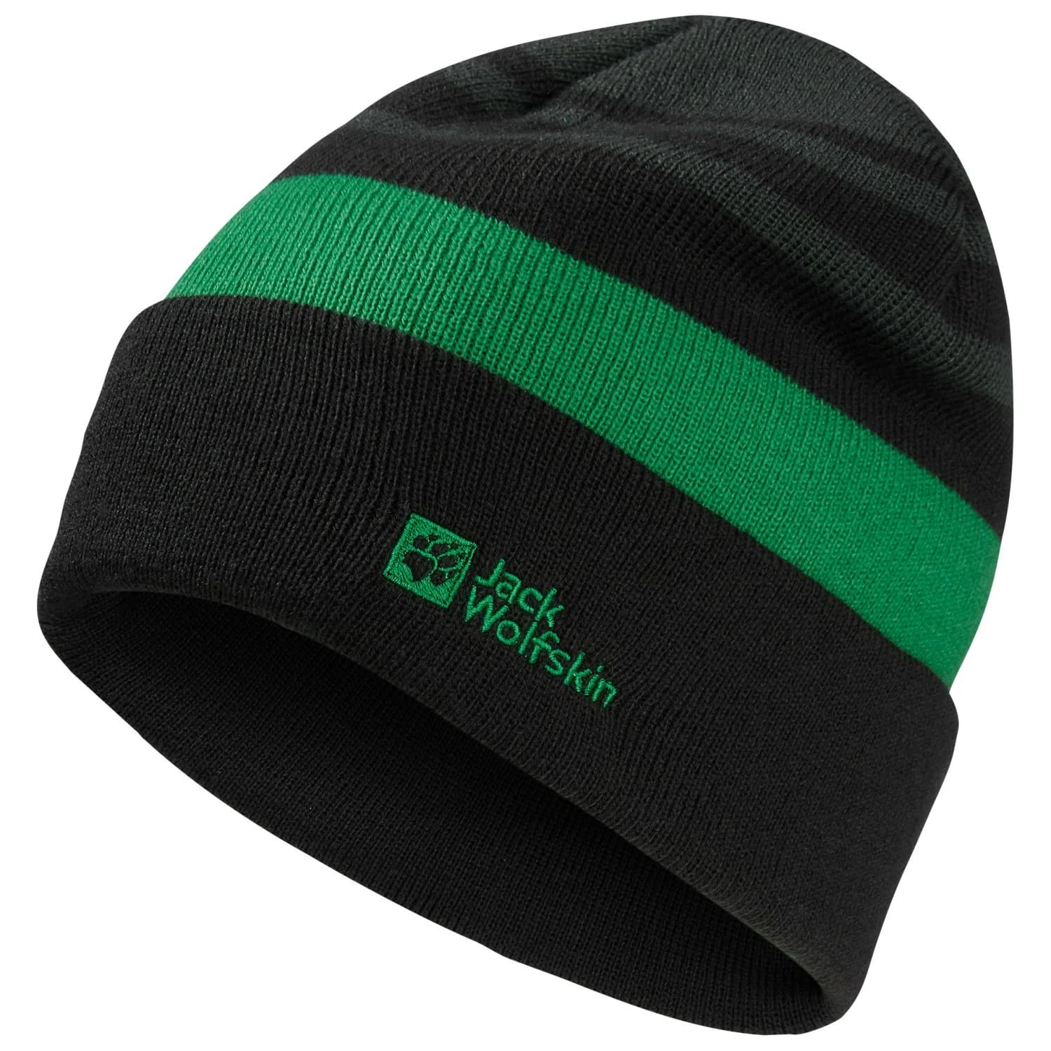 Детска зимна шапка (beanie) Jack wolfskin Kid's Stripy Knit Beanie - Slate Green / Mystic