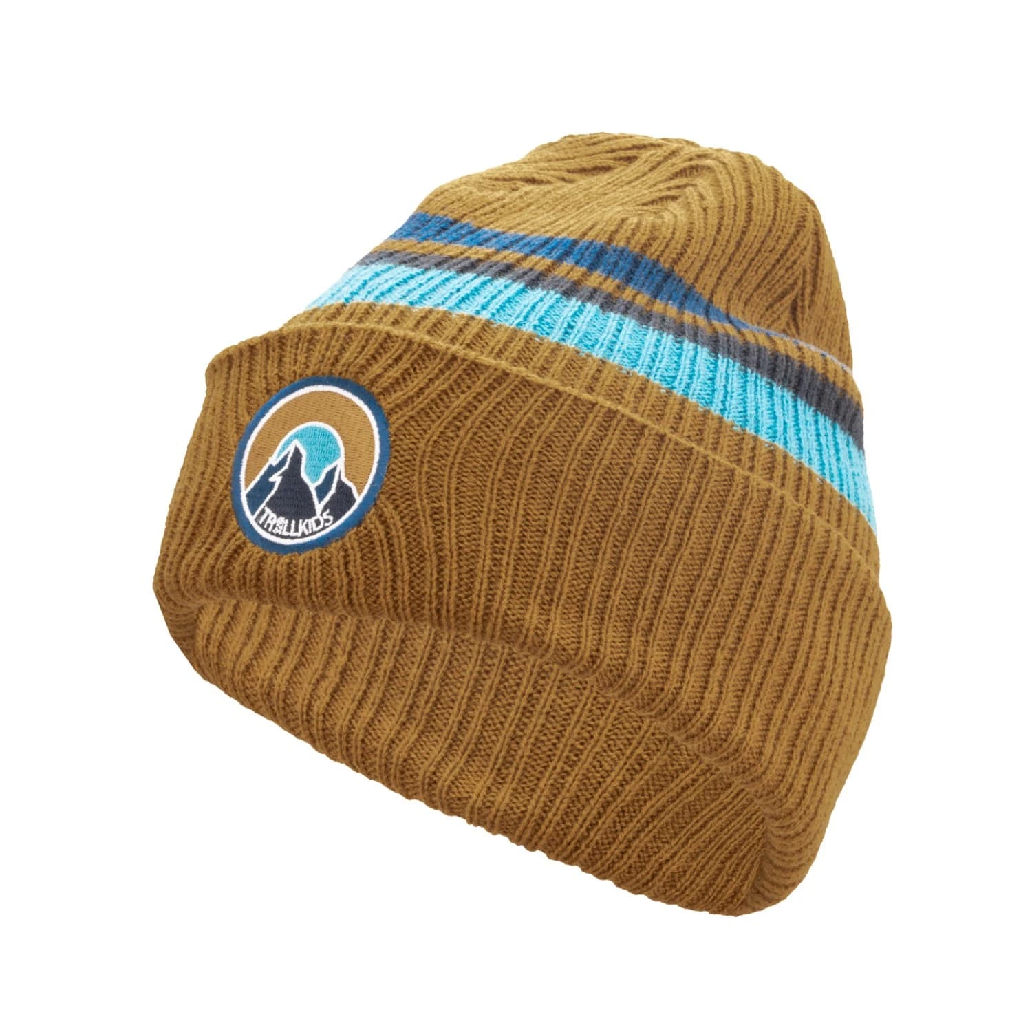 Детска зимна шапка (beanie) Trollkids Kid's Spitsbergen Cap Beanie - Bronze / Dolphin Blue / Black