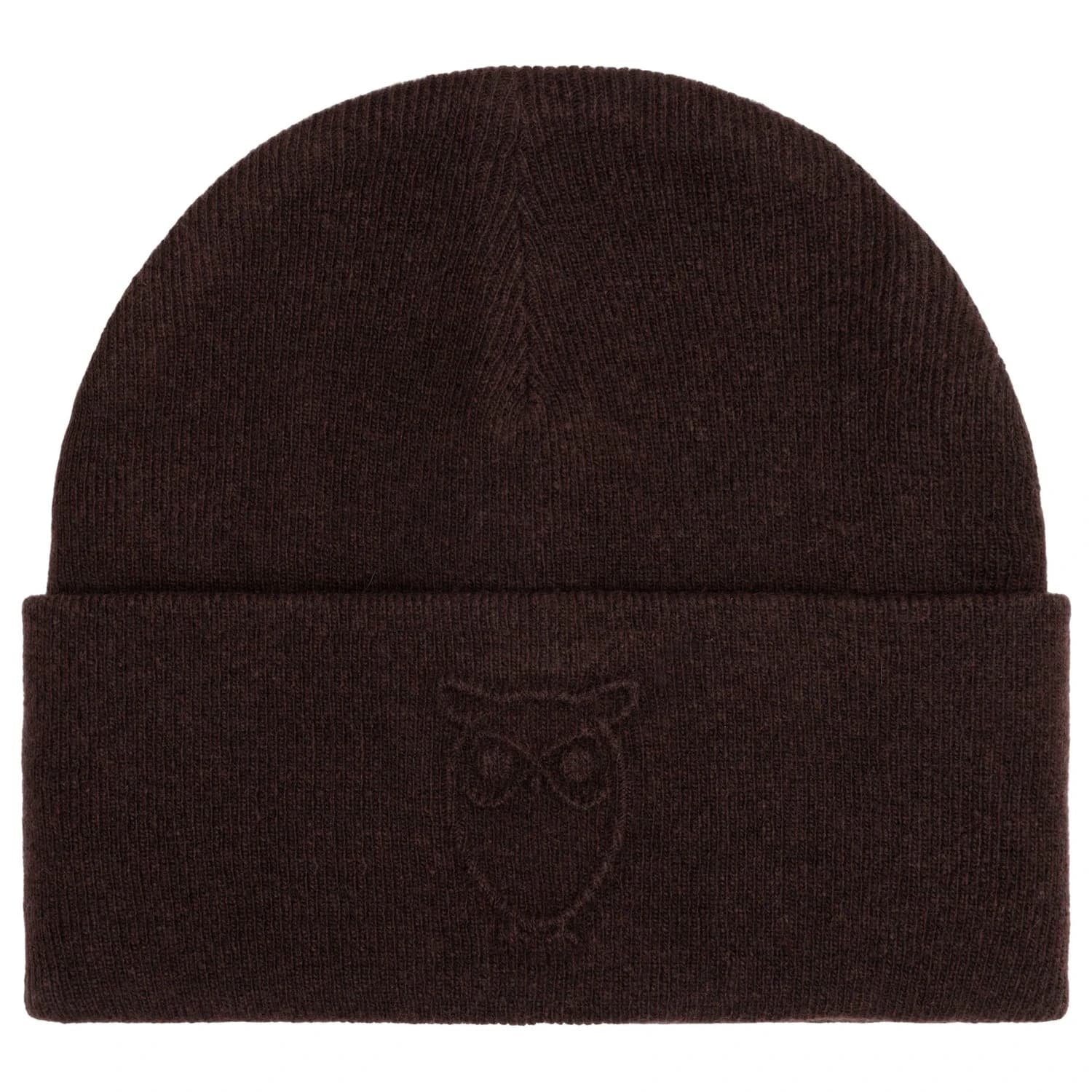 Зимна шапка (beanie) Knowledgecotton apparel Embossed Owl DL Wool Beanie - Chocolate Torte