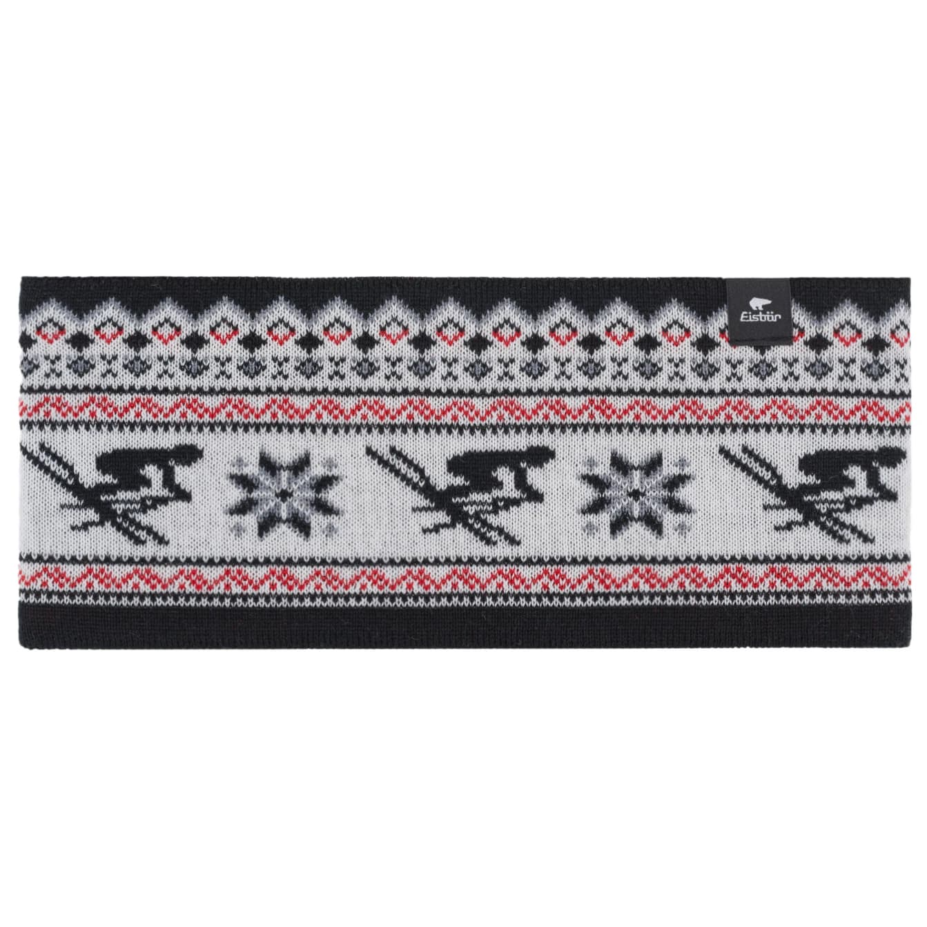 Лента за глава Eisbär Retroski Headband - Black / White / Ketchup / Grey