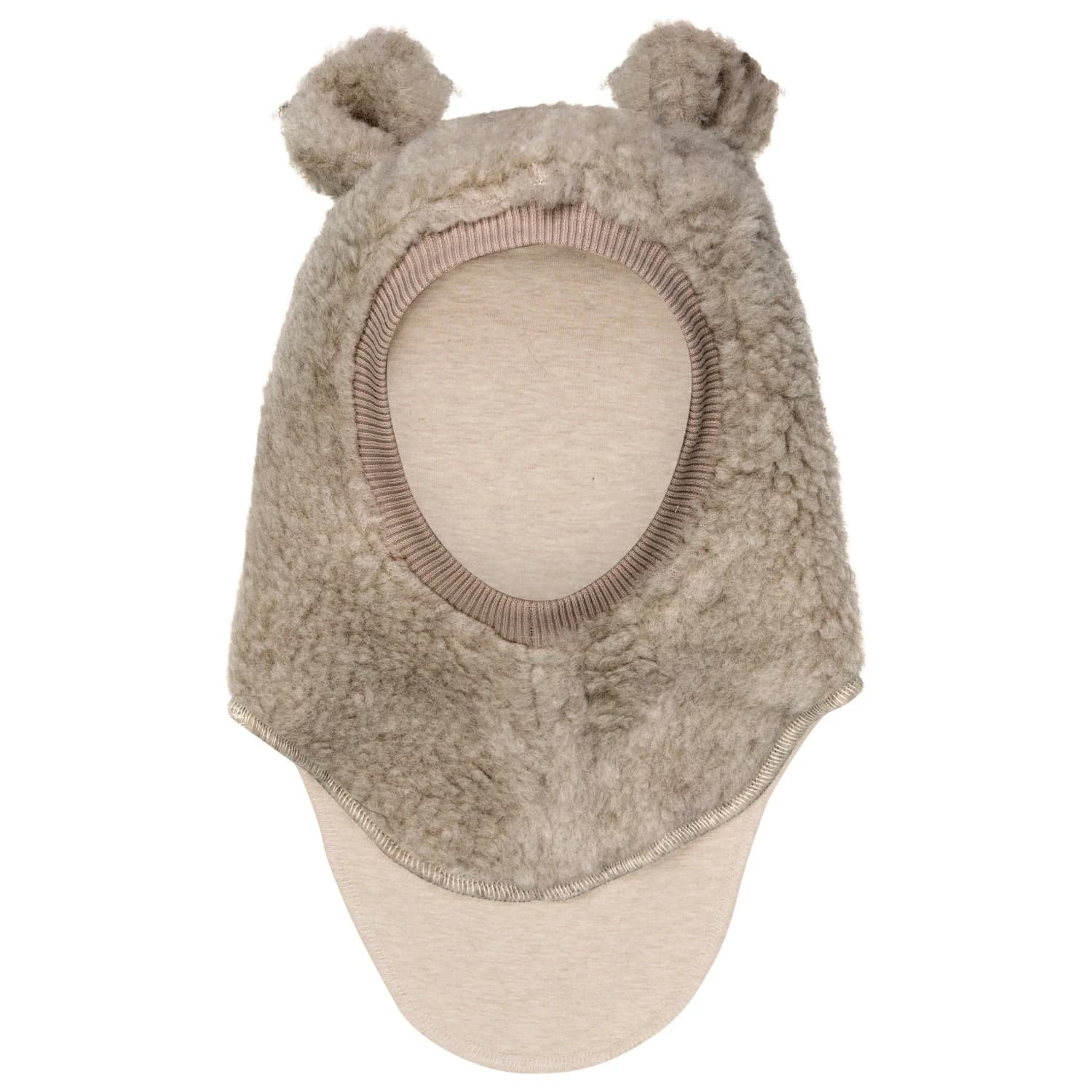 Детска зимна шапка (beanie) Huttelihut Kid's Balaclava Ears Wool Teddy Balaclava - Camel Melange