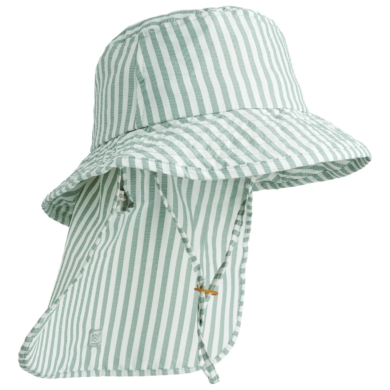 Детска шапка LIEWOOD Kid's Damona Seersucker Sun Hat - Stripe Peppermint / Crisp White