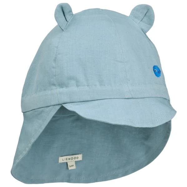 Детска шапка с козирка LIEWOOD Kid's Gorm Linen Sun Hat with Ears Cap - Beach Blue