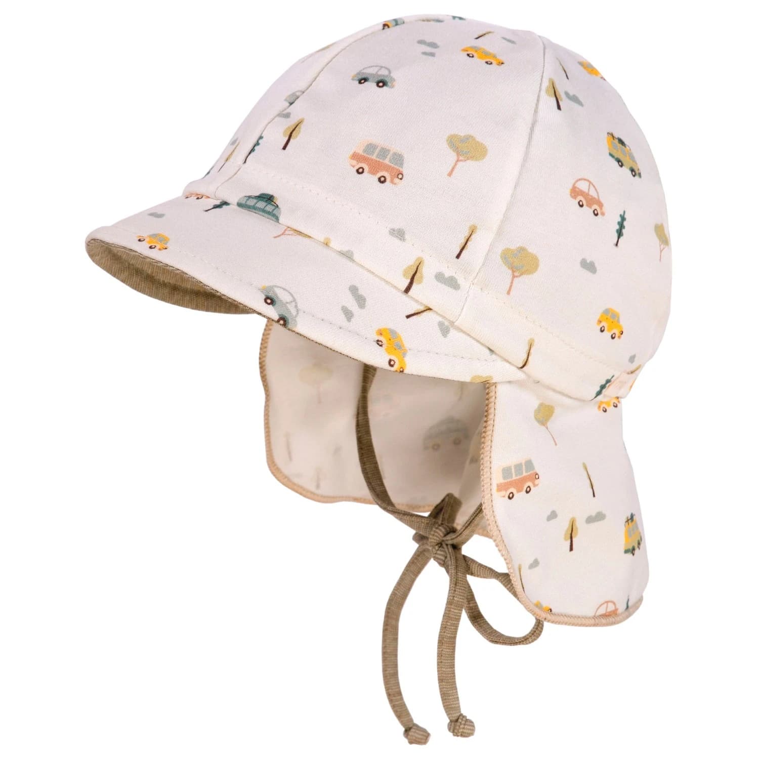 Шапка с козирка maximo Baby's Peak Cap with Tie and Printed Neck Protector Cap - Autos