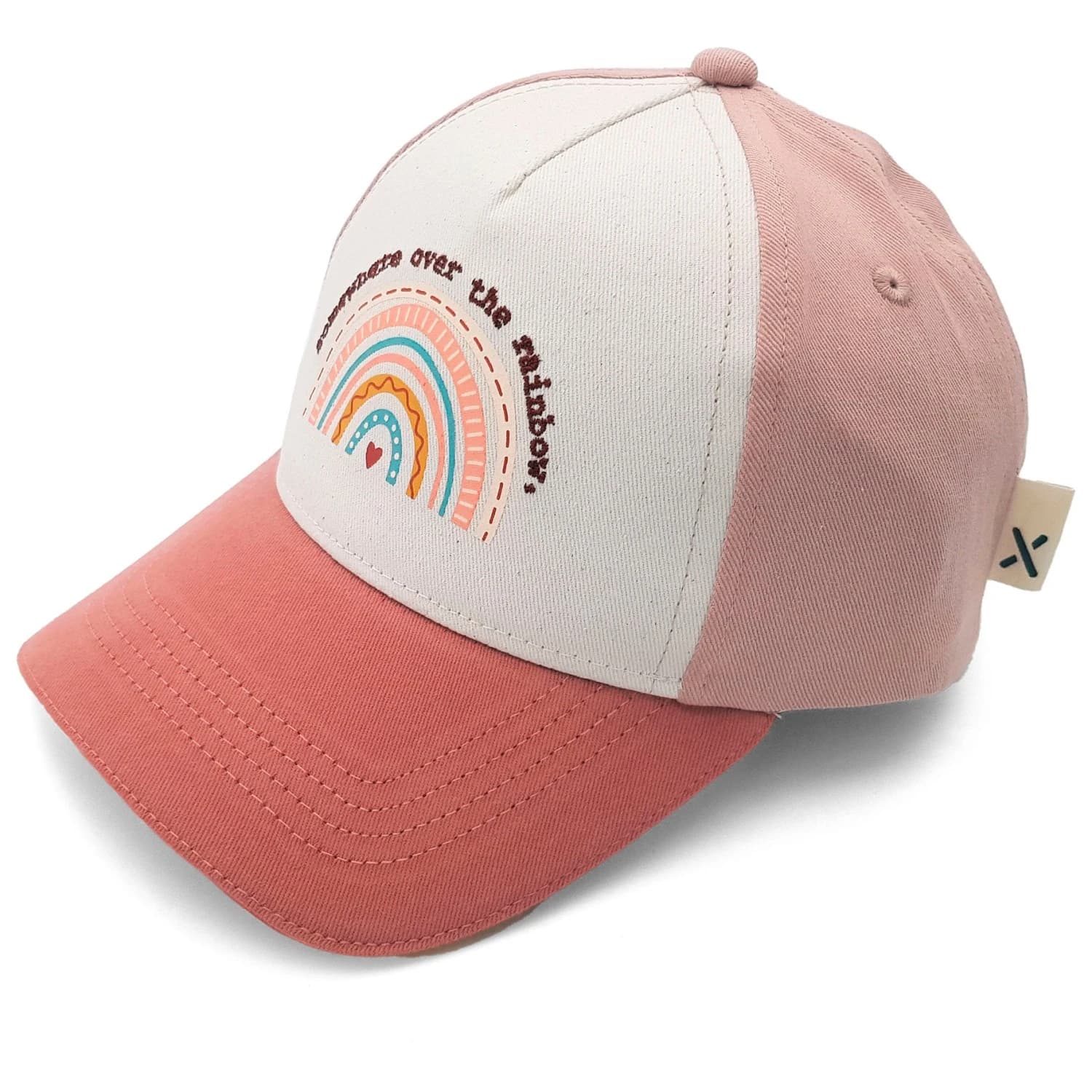 Детска шапка с козирка maximo Kid's Cap Regenbogen Klettverschluss Cap - Wollweiß / Ash Rose