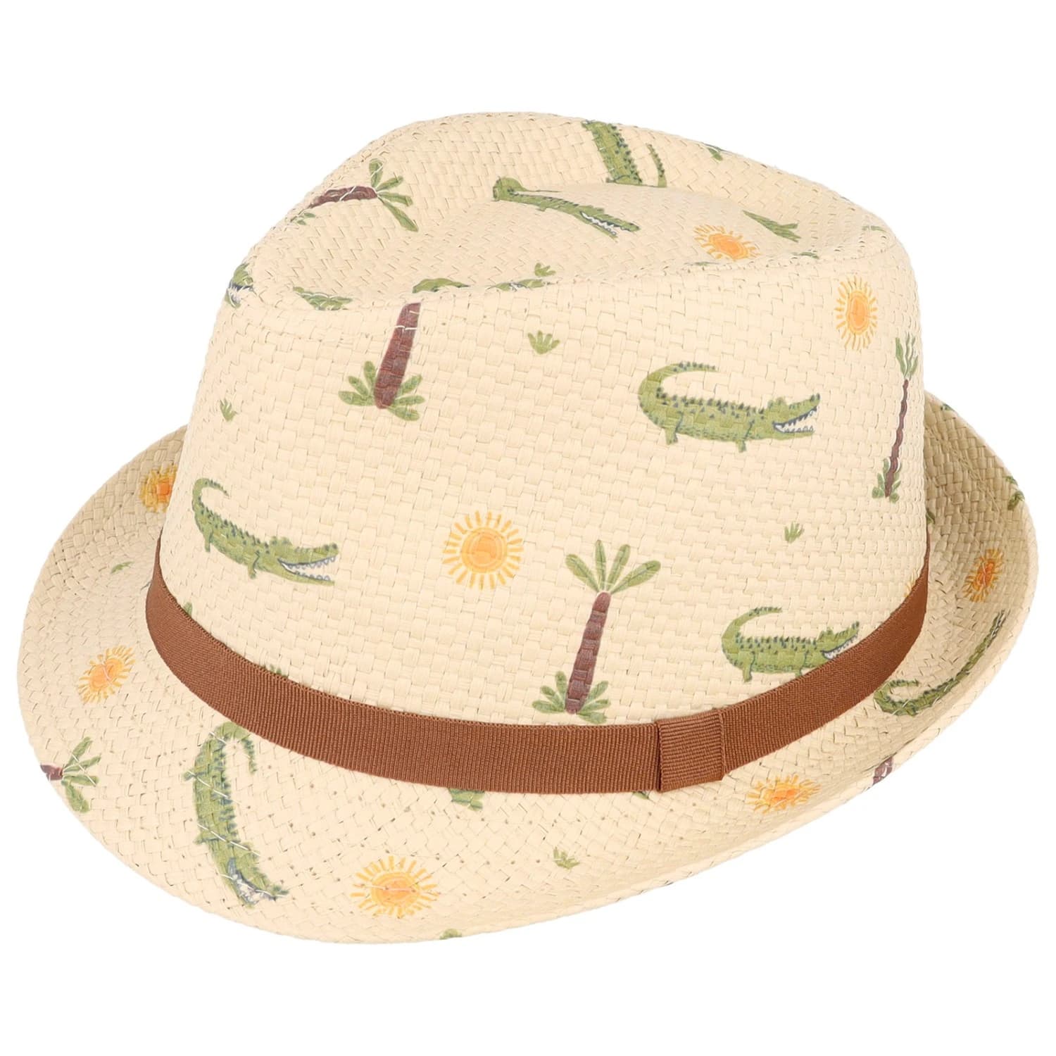 Шапка maximo Boy's Trilby Alligator Hat - Wollweiß / Grün