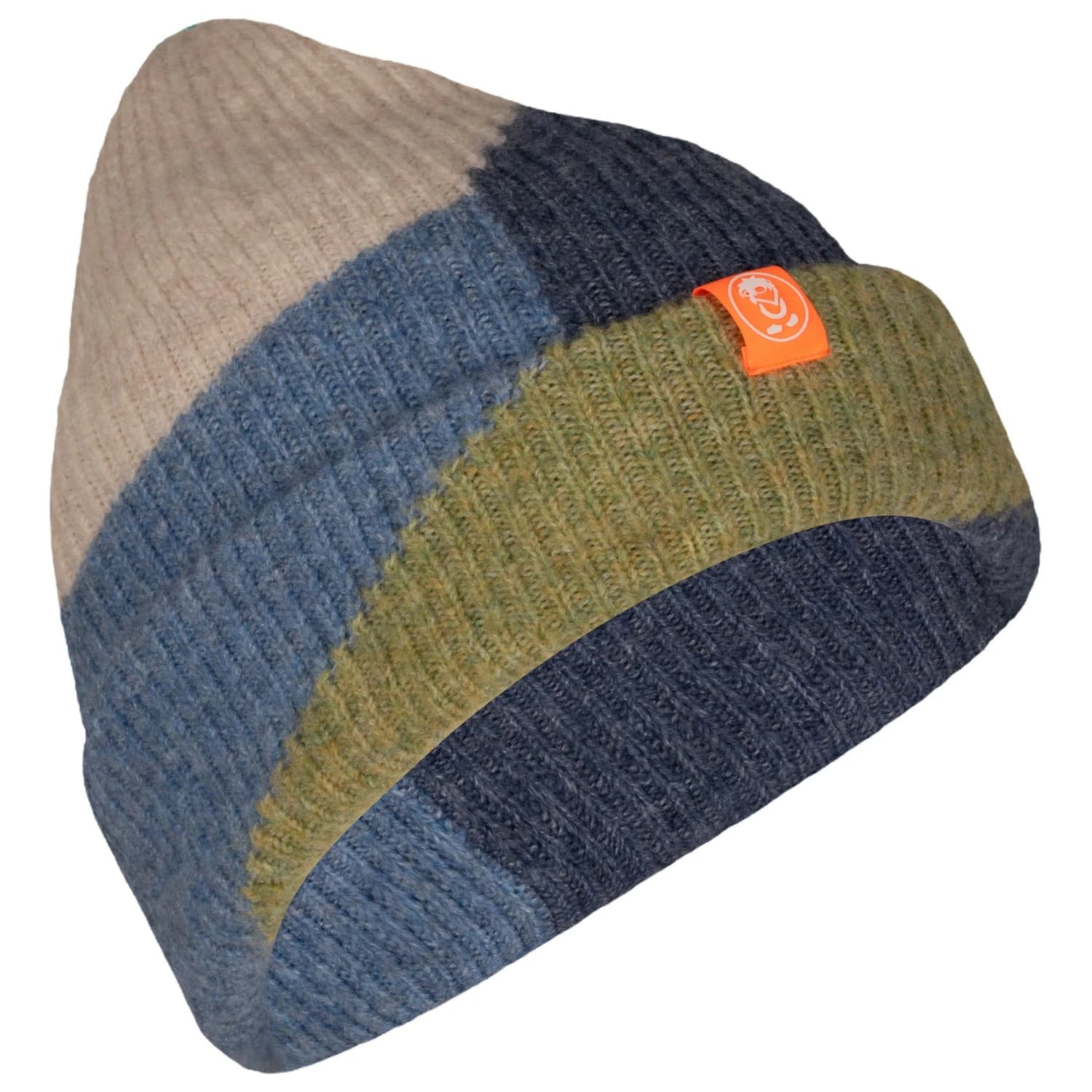 Детска зимна шапка (beanie) Trollkids Kid's Lifjell Cap Beanie - Sandstone / Shadow Blue / Kiwi