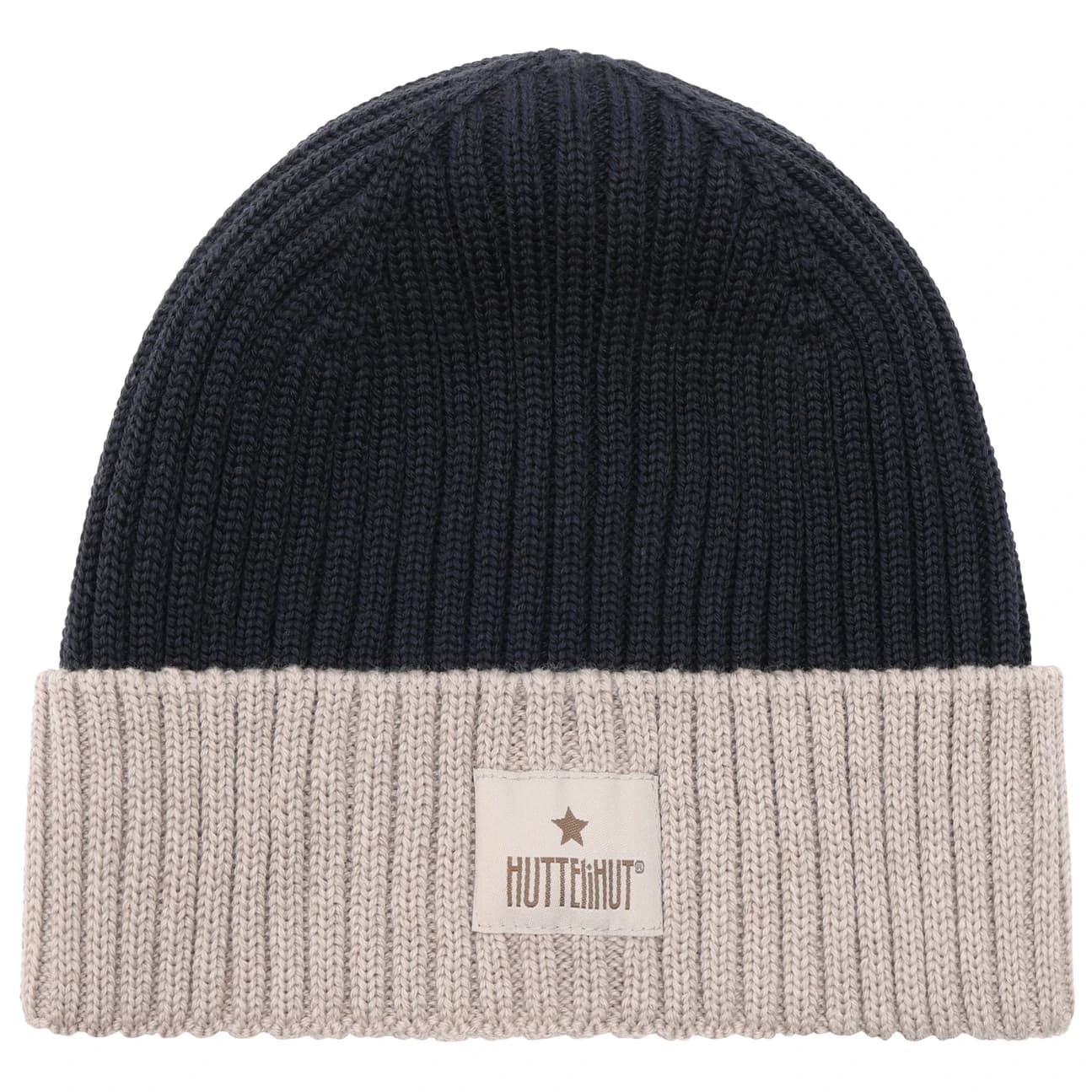 Детска зимна шапка (beanie) Huttelihut Kid's Hat Wool Knit Color Block Beanie - Dark Navy