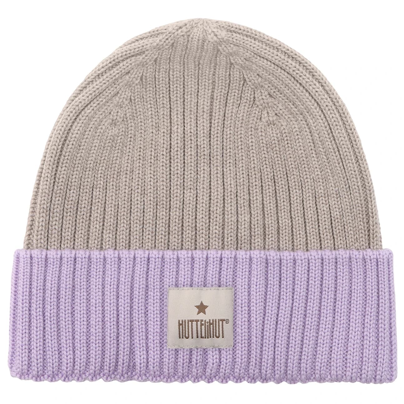 Детска зимна шапка (beanie) Huttelihut Kid's Hat Wool Knit Color Block Beanie - Purple Rose