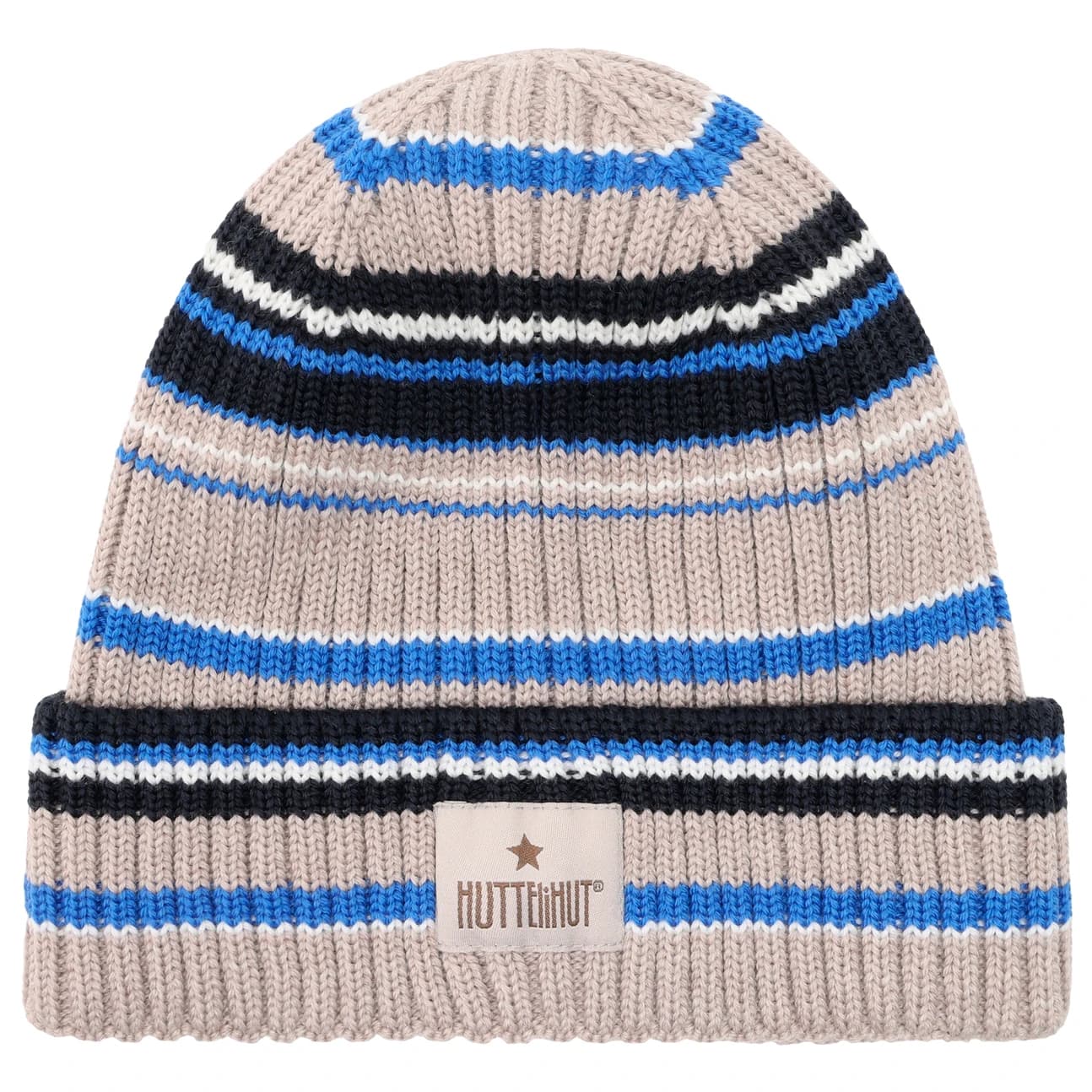 Детска зимна шапка (beanie) Huttelihut Kid's Hat Wool Knit Color Stripe Beanie - Dazzling Blue