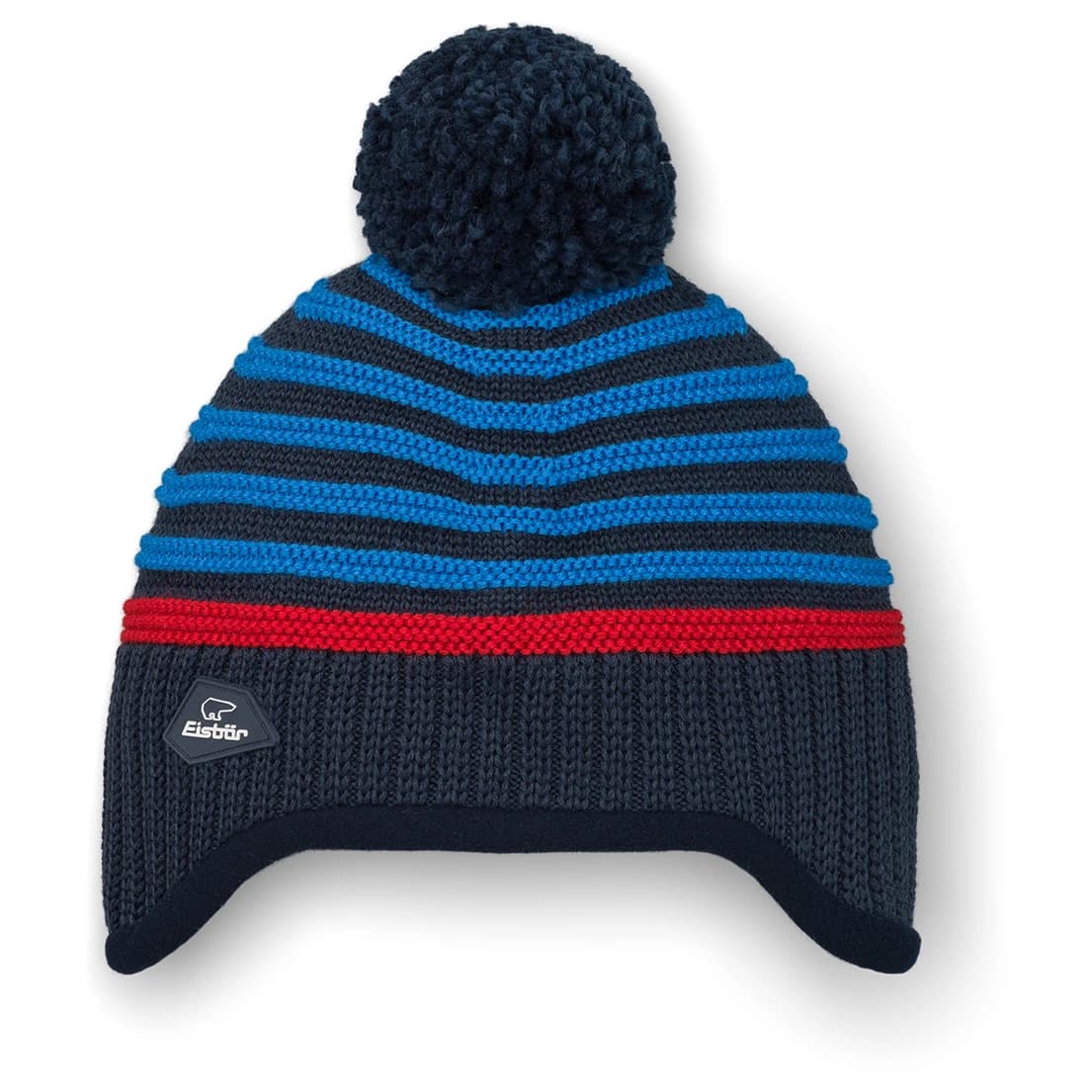 Детска зимна шапка (beanie) Eisbär Kid's Igor Pompon Mütze Beanie - Dark Cobalt / Ketchup / Eisblau