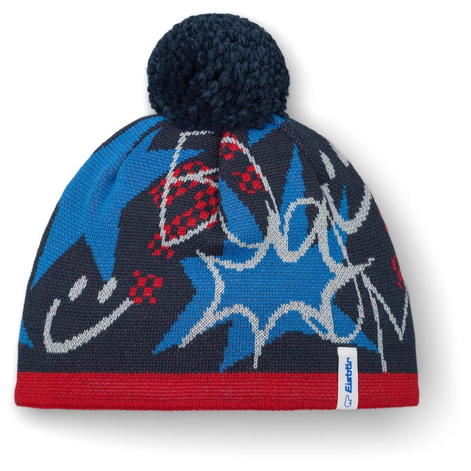 Детска зимна шапка (beanie) Eisbär Kid's Ready Pompon Mütze Beanie - Ketchup / Dark Cobalt / Eisblau / Fjord