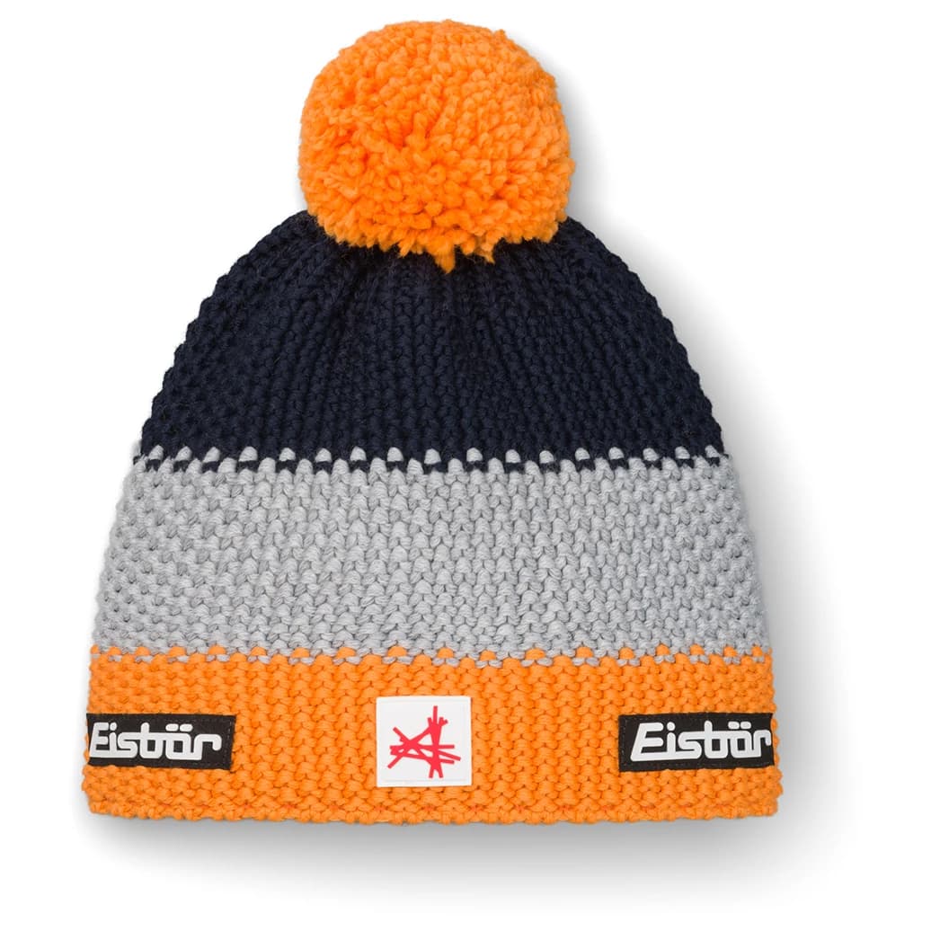 Детска зимна шапка (beanie) Eisbär Kid's Star Pompon Mütze Ski Austria Beanie - Flame Orange / Hellgrau / Nacht