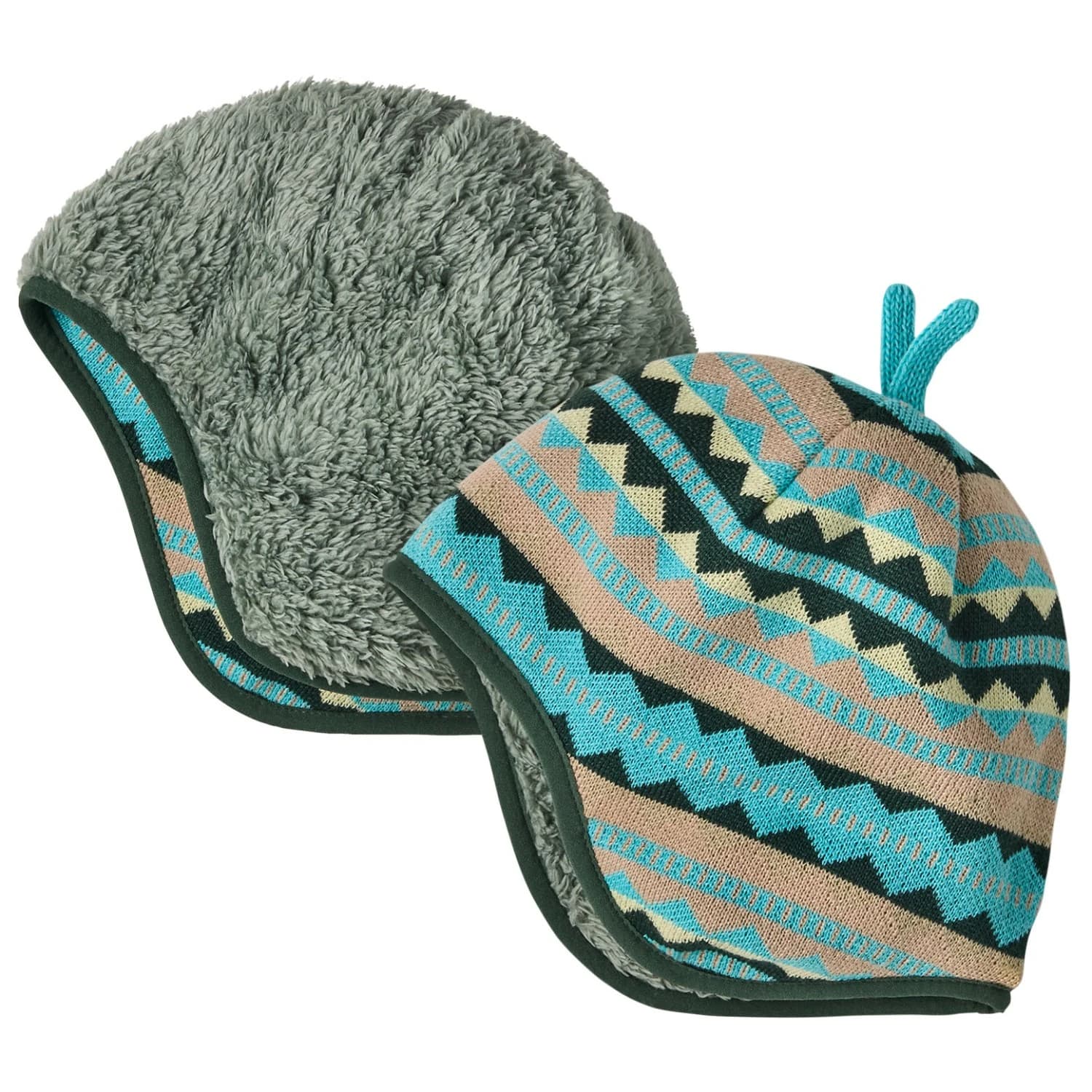 Детска зимна шапка (beanie) Patagonia Kid's Reversible Beanie - Diamond Stripe: Snowmelt Blue