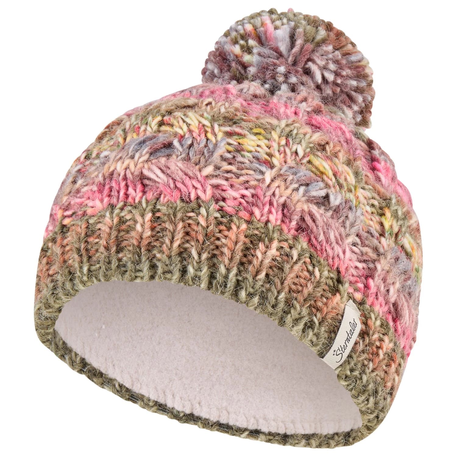 Детска зимна шапка (beanie) Sterntaler Kid's Bommelmütze Farbmix Beanie - Olivgrün