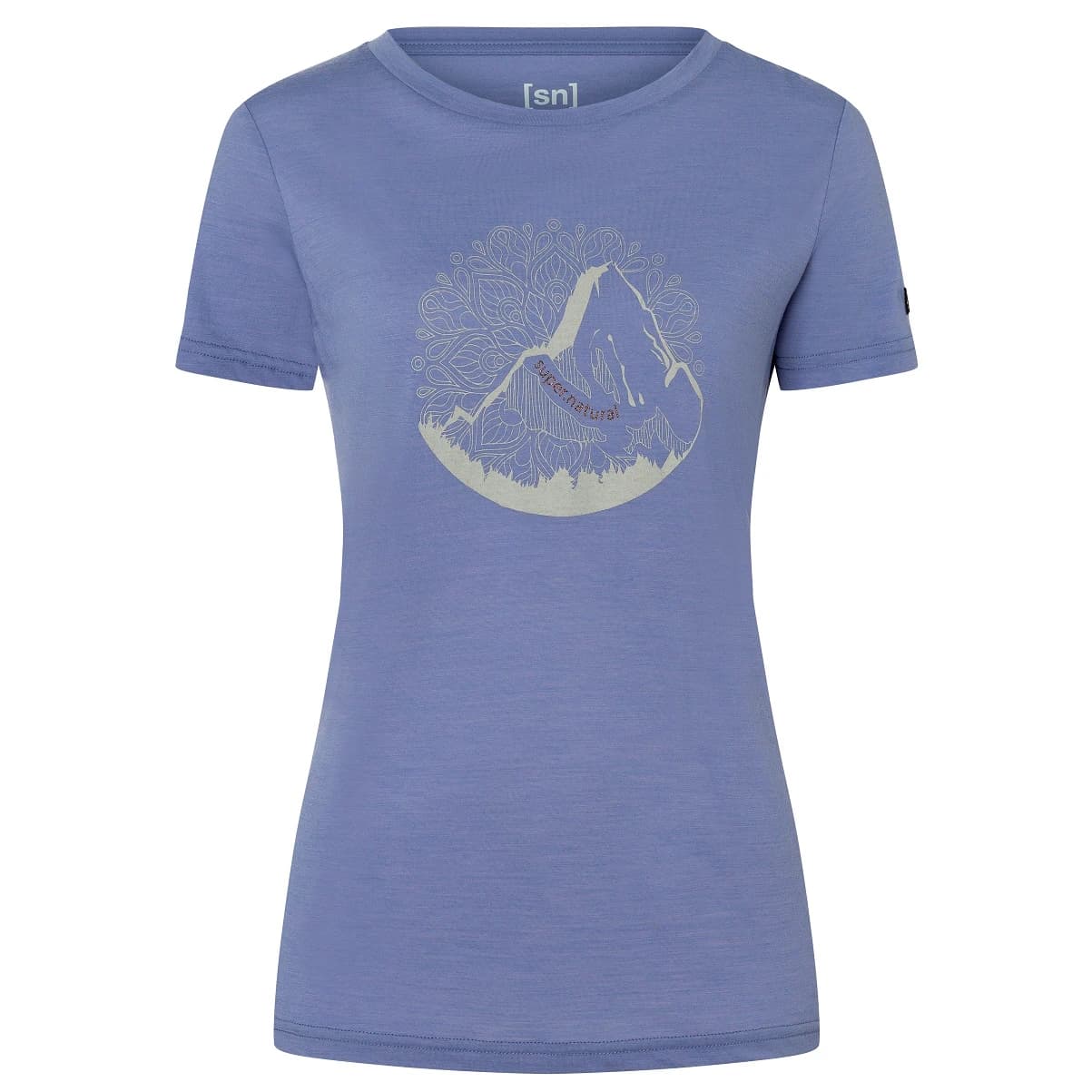 Мериносова блуза super.natural Women's Mountain Mandala Tree Tee Merino shirt - Blue Violet / Feather Grey / Copper
