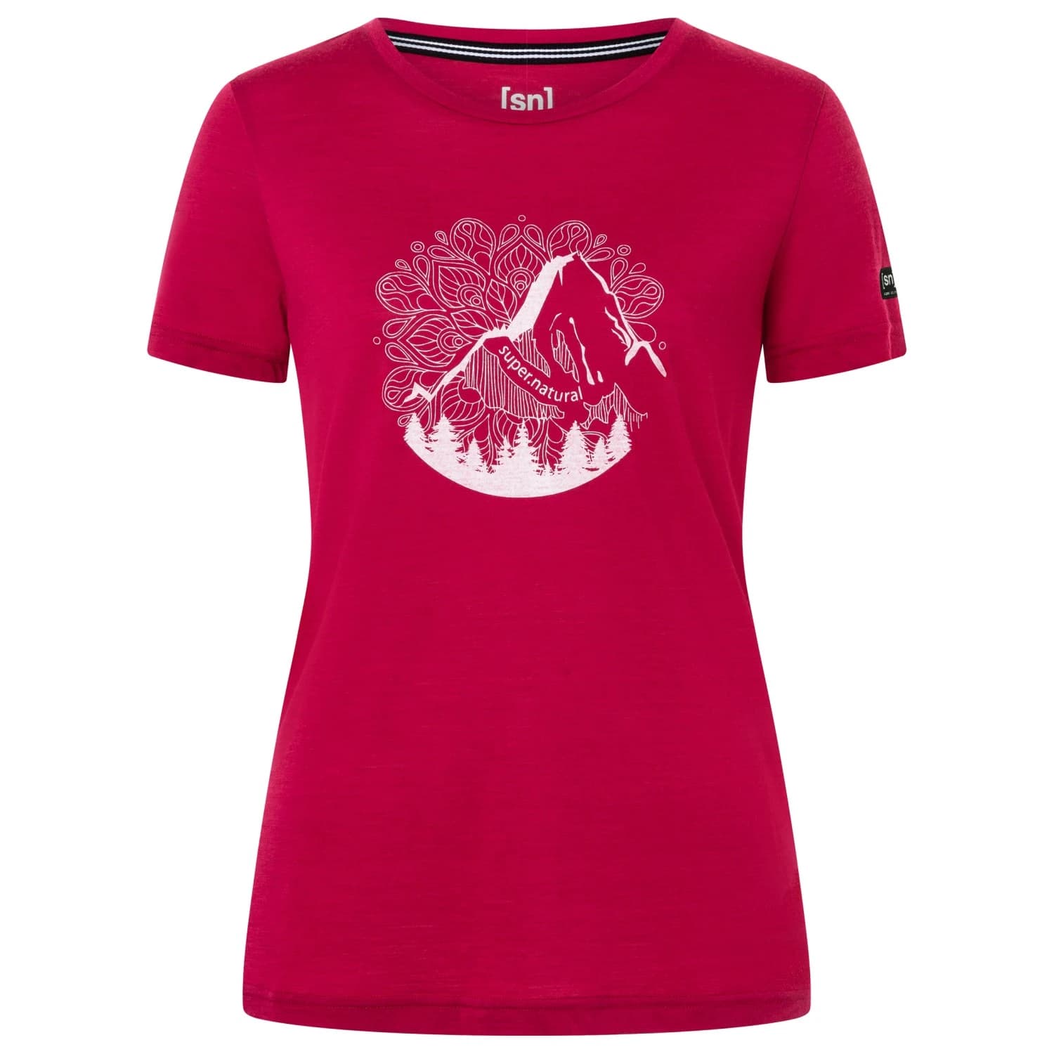 Мериносова блуза super.natural Women's Mountain Mandala Tree Tee Merino shirt - Sangria / Orchid Ice