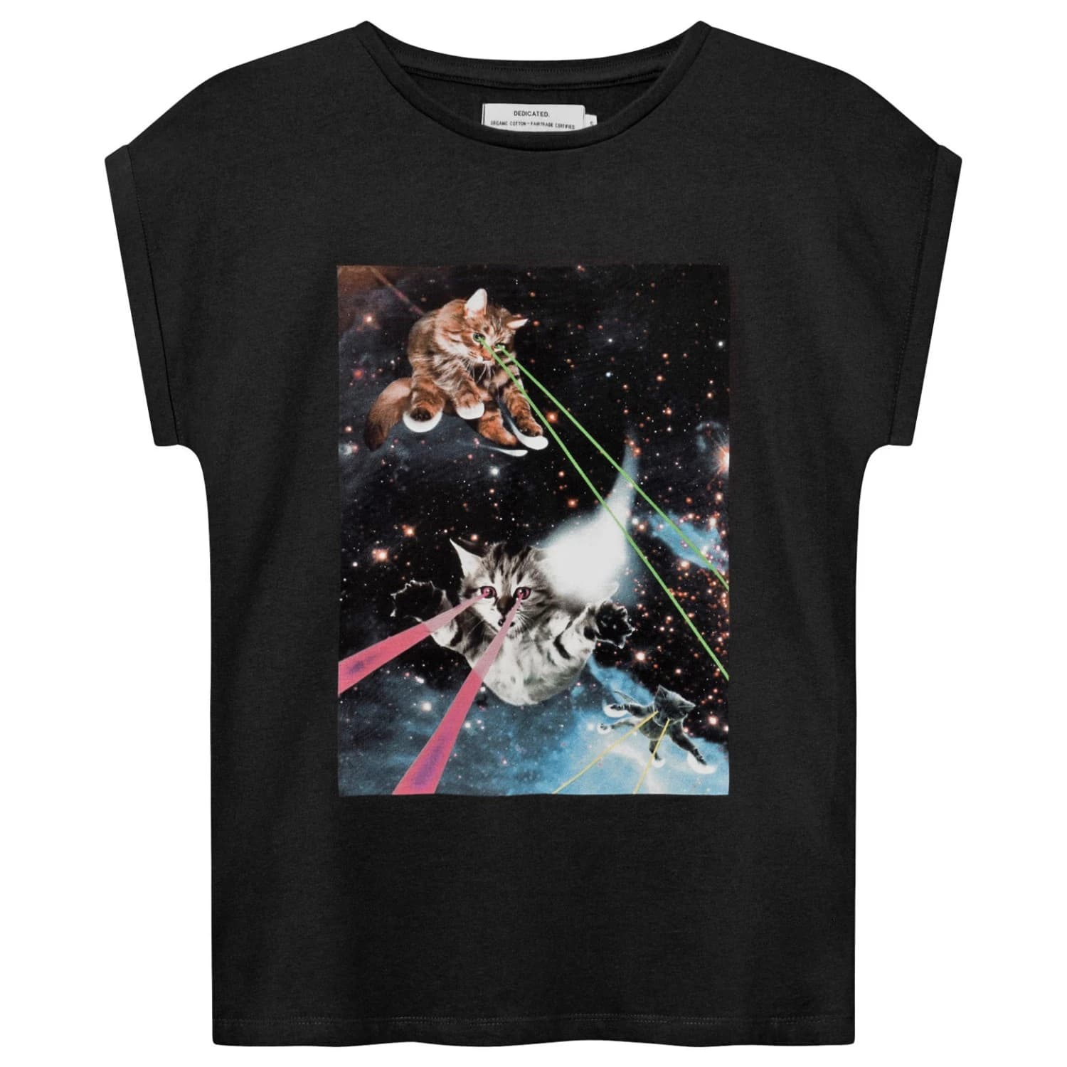Дамска тениска DEDICATED Women's T-Shirt Visby Lazer Cats - Forged Iron