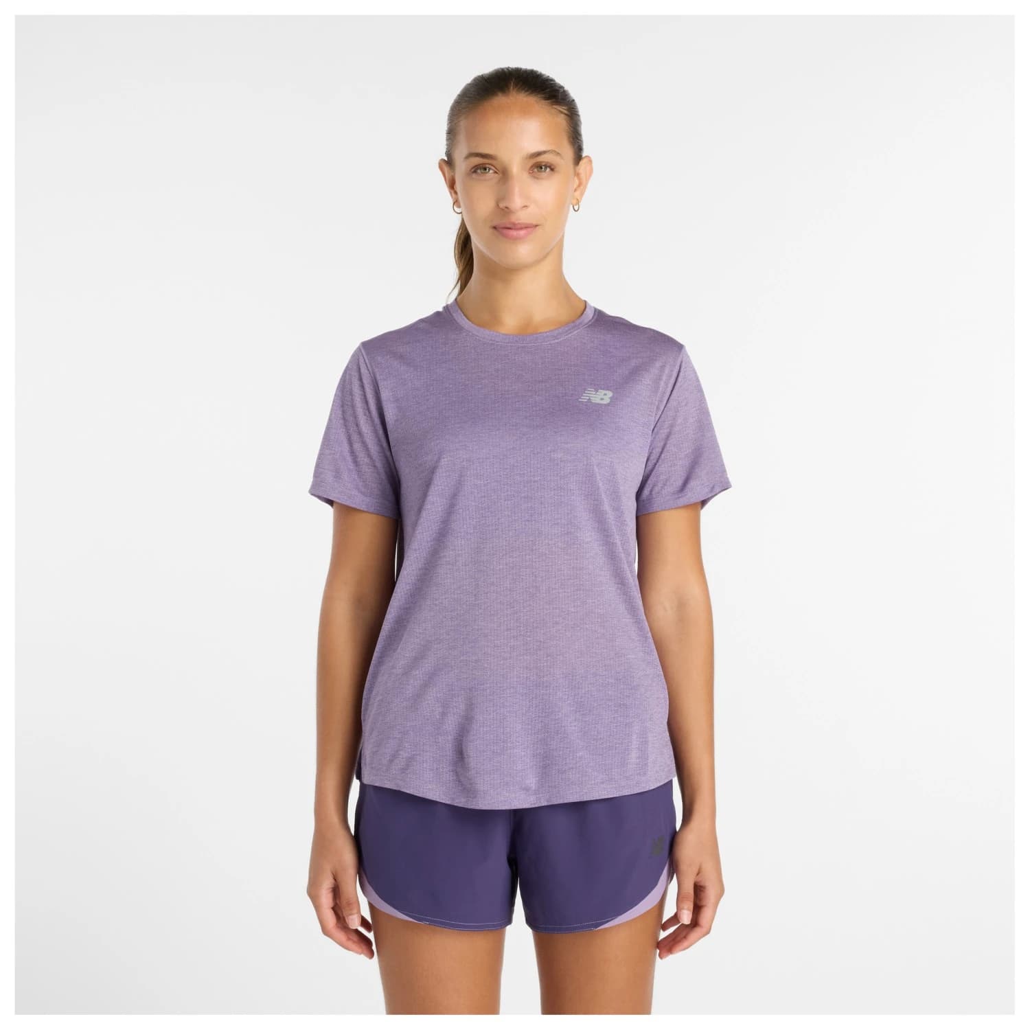 Дамска тениска New Balance Women's Athletics S/S Running shirt - Candied Violet Heather