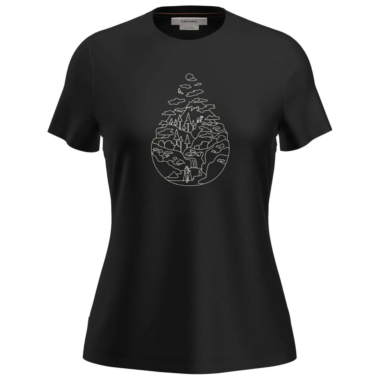 Дамска мериносова блуза Icebreaker Women's Merino 150 Tech Lite III S/S Hike Path Merino shirt - Black