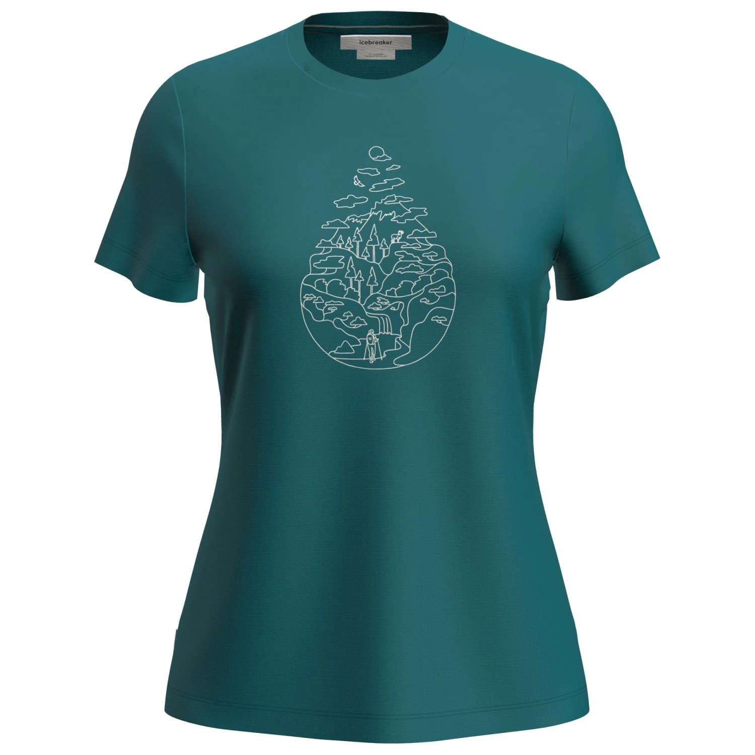 Дамска мериносова блуза Icebreaker Women's Merino 150 Tech Lite III S/S Hike Path Merino shirt - Tidal Teal