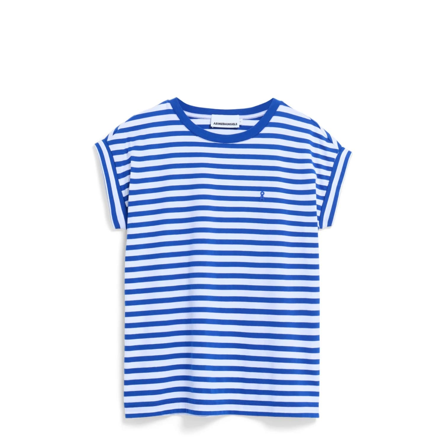 Дамска тениска ARMEDANGELS Women's Idaara Stripes T-shirt - White / Dynamo Blue