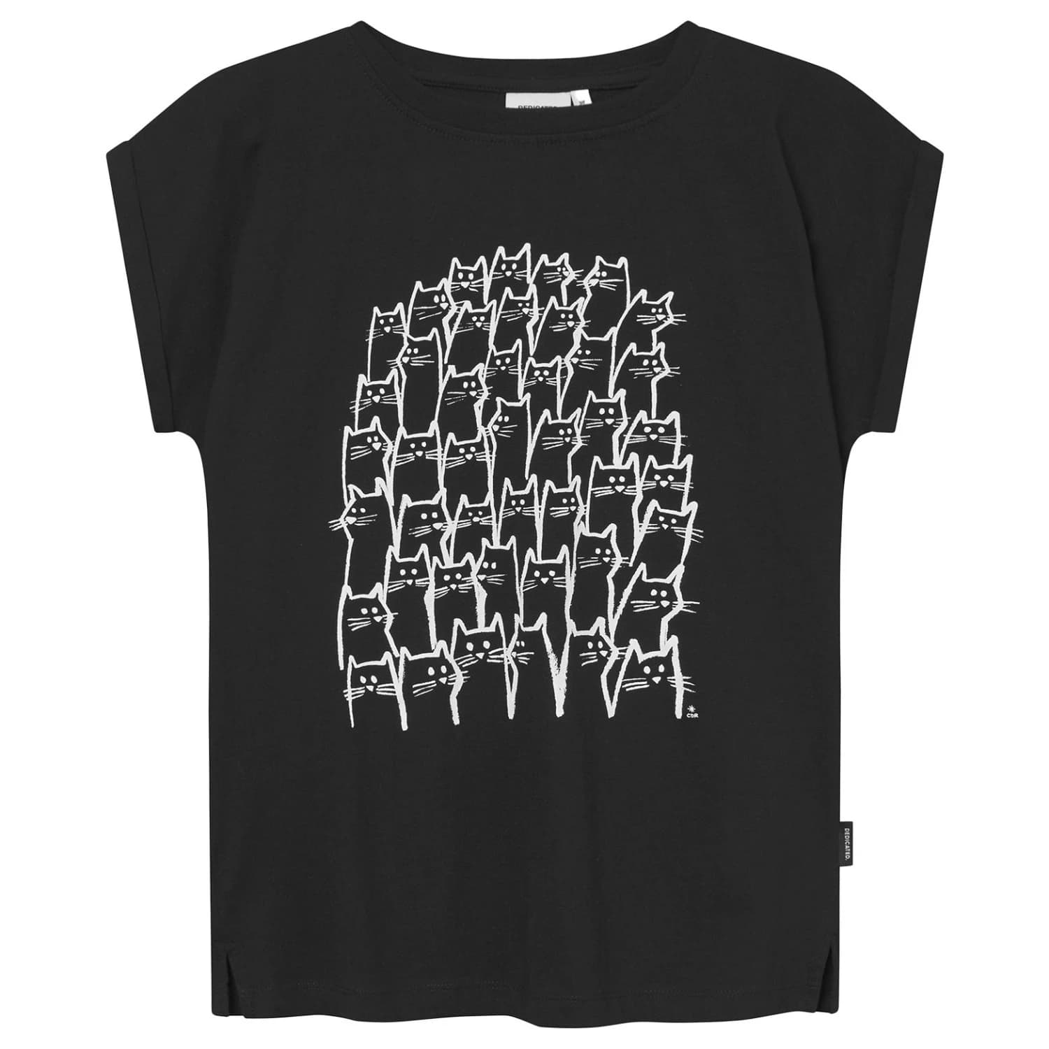 Дамска тениска DEDICATED Women's T-Shirt Visby Cat Crowd T-shirt - Black