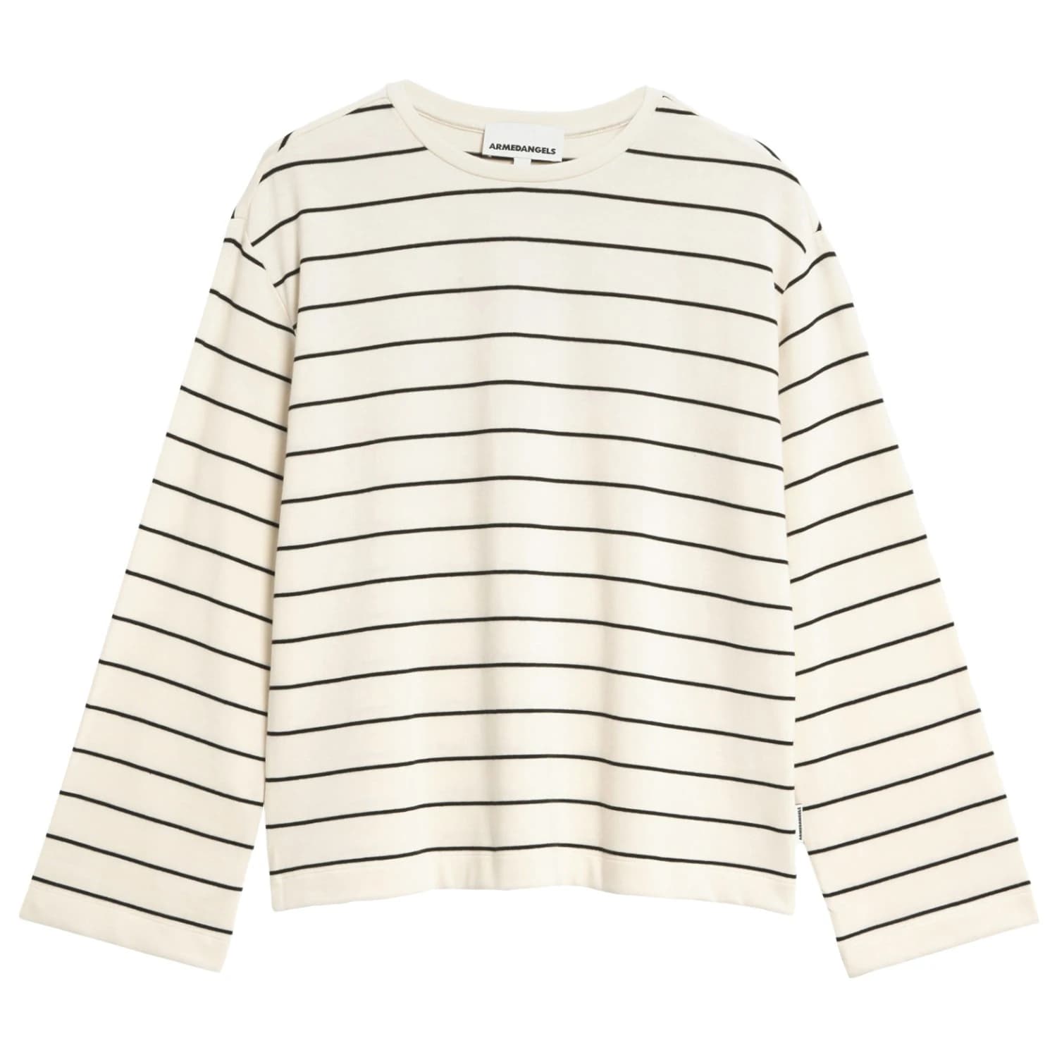 Дамска блуза с дълъг ръкав ARMEDANGELS Women's Marynaa Fine Stripe Longsleeve - Oatmilk / Black