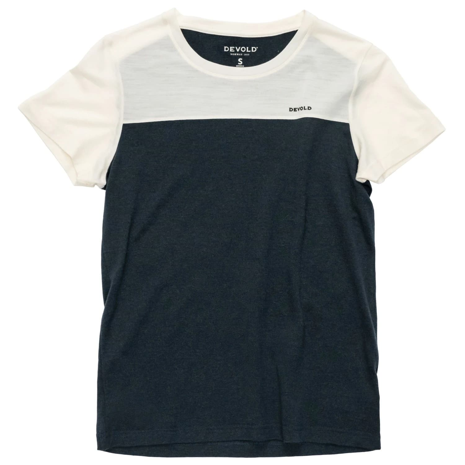 Дамска мериносова блуза Devold Women's Classic Linear Tee Merino shirt - White / Ink