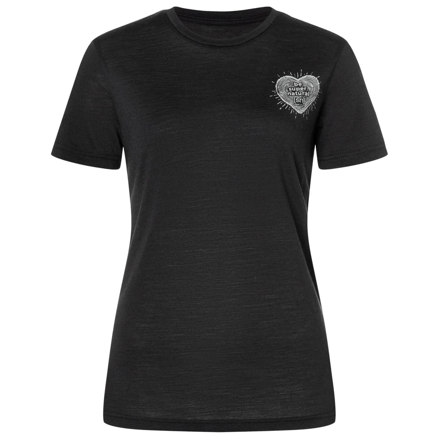 Дамска мериносова блуза Super.natural Women's Little Heartwood Tee Merino shirt - Jet Black / Feather Grey