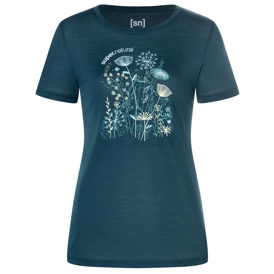 Дамска мериносова блуза super.natural Women's Rock Flowers Tee Merino shirt - Blueberry / Various