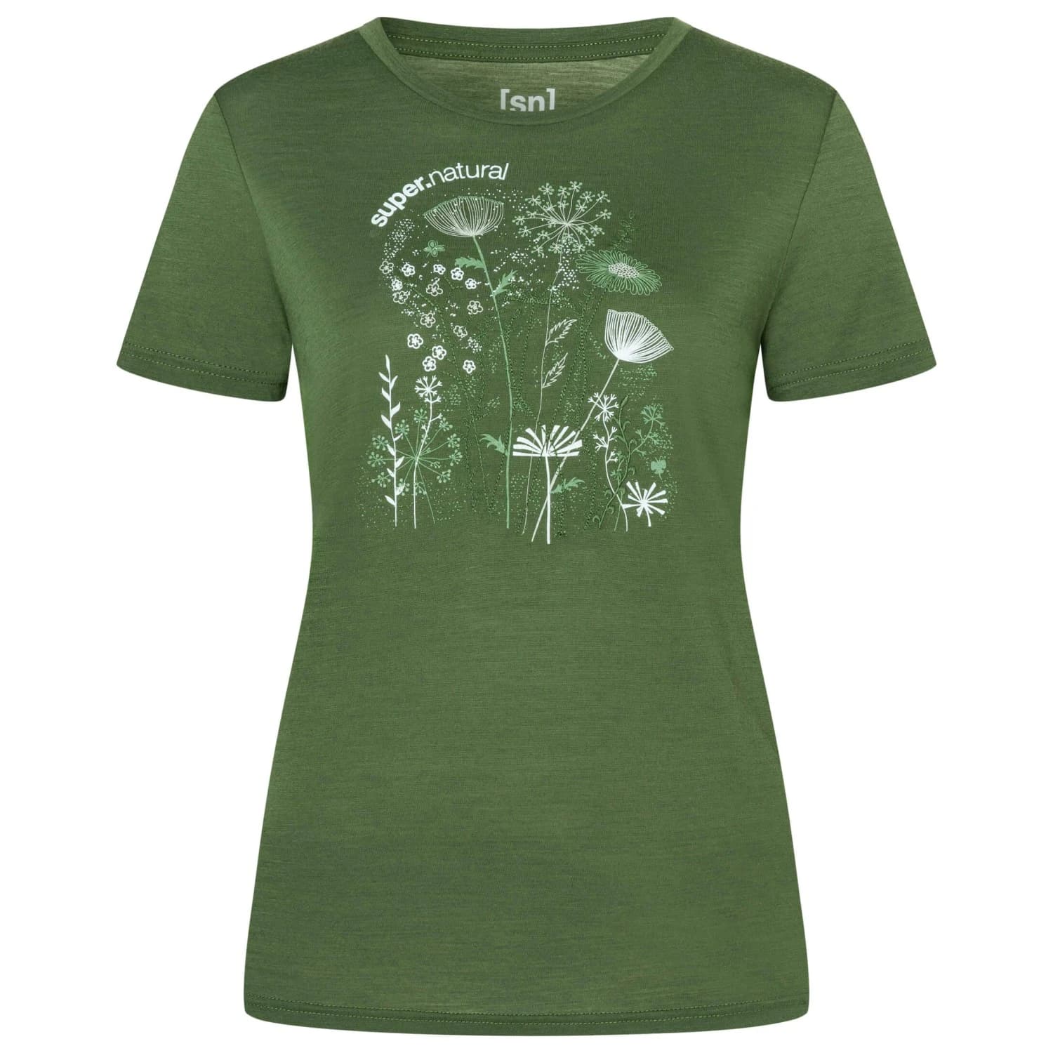 Дамска мериносова блуза Super.natural Women's Rock Flowers Tee Merino shirt - Chive / Various