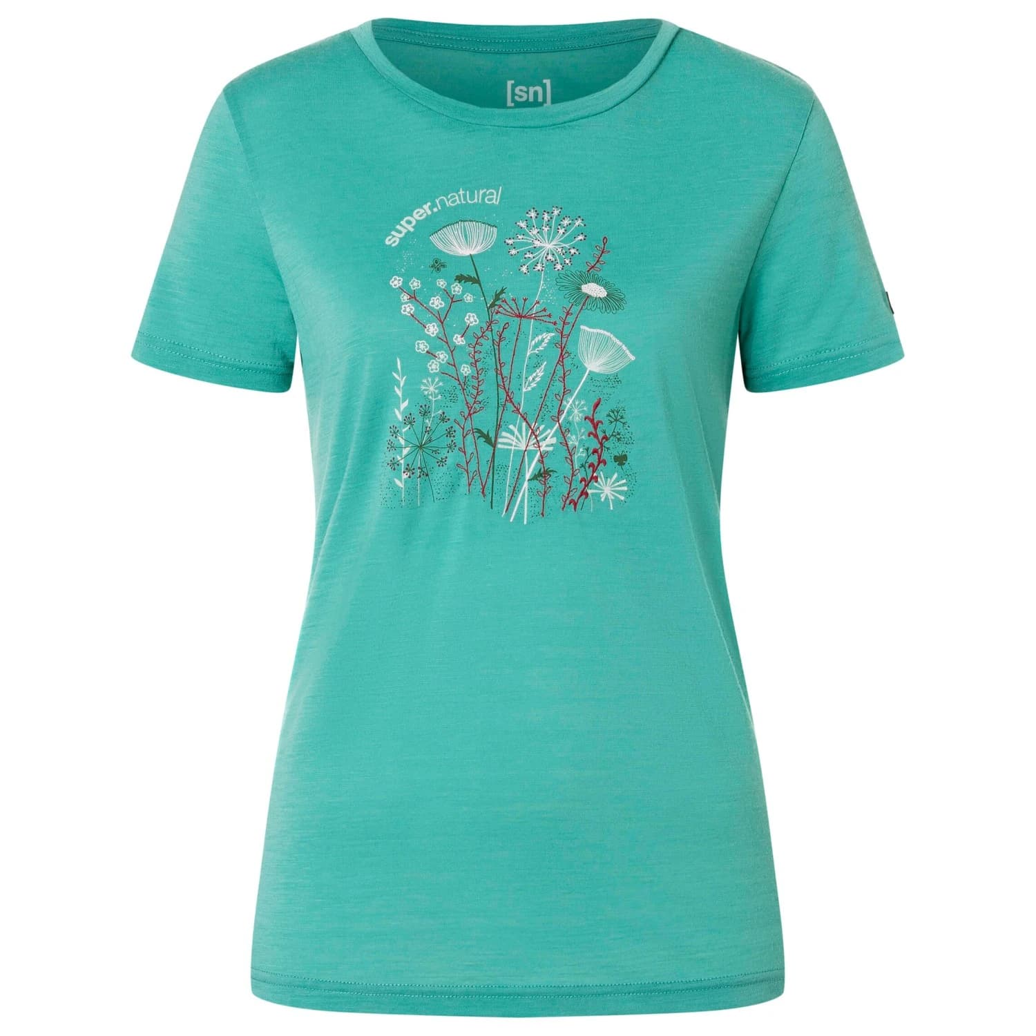 Дамска мериносова блуза Super.natural Women's Rock Flowers Tee Merino shirt - Lagoon Green / Various