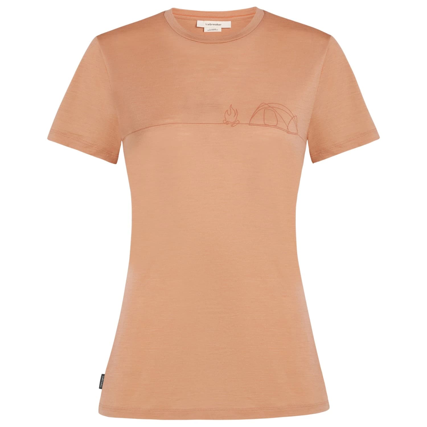 Дамска мериносова блуза Icebreaker Women's Merino150 TechLite S/S Single Line Camp Merino shirt - Desert Sand